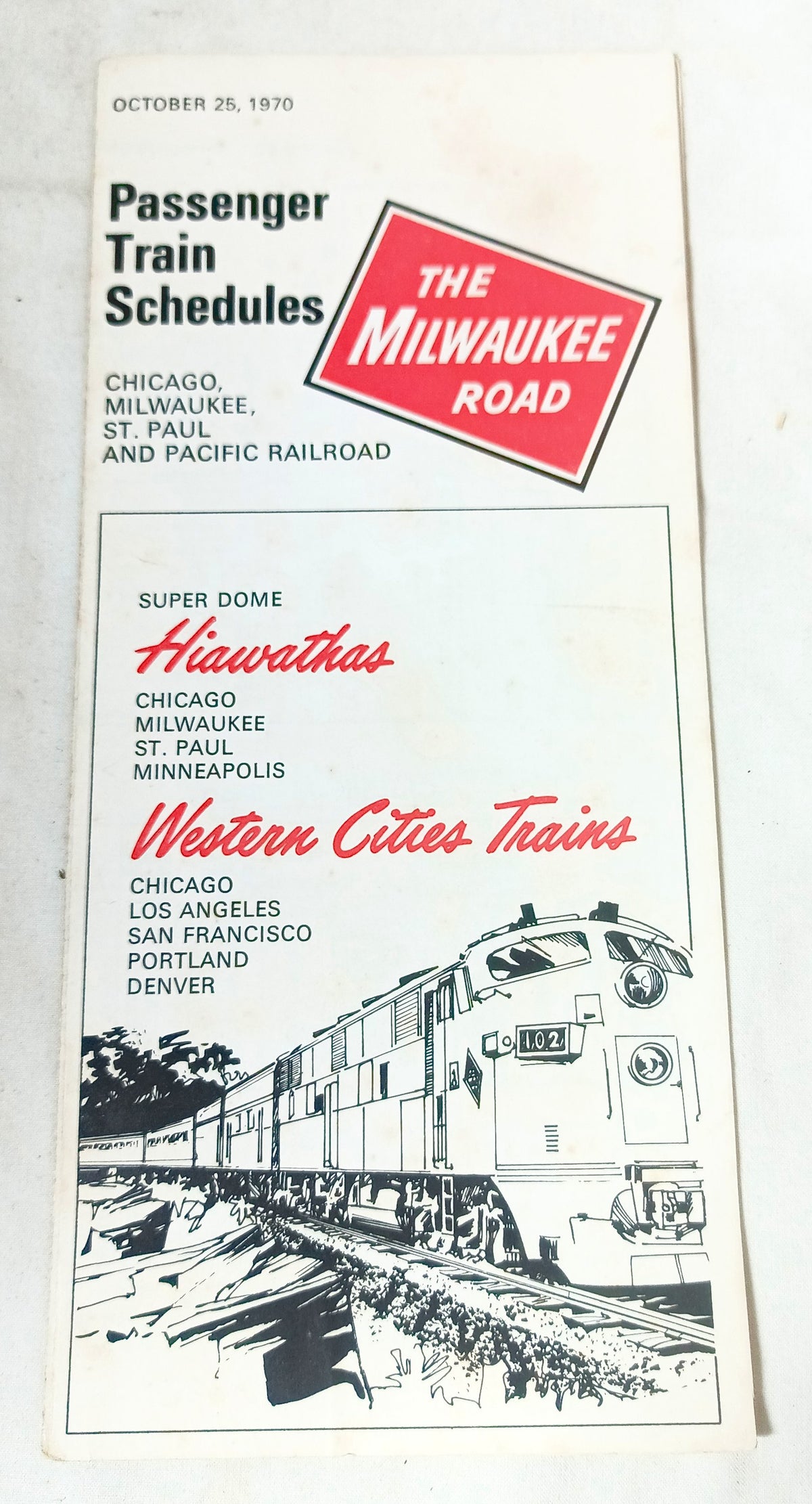Milwaukee Road Passenger Train Schedules Oct 1970 Hiawathas Western - TulipStuff