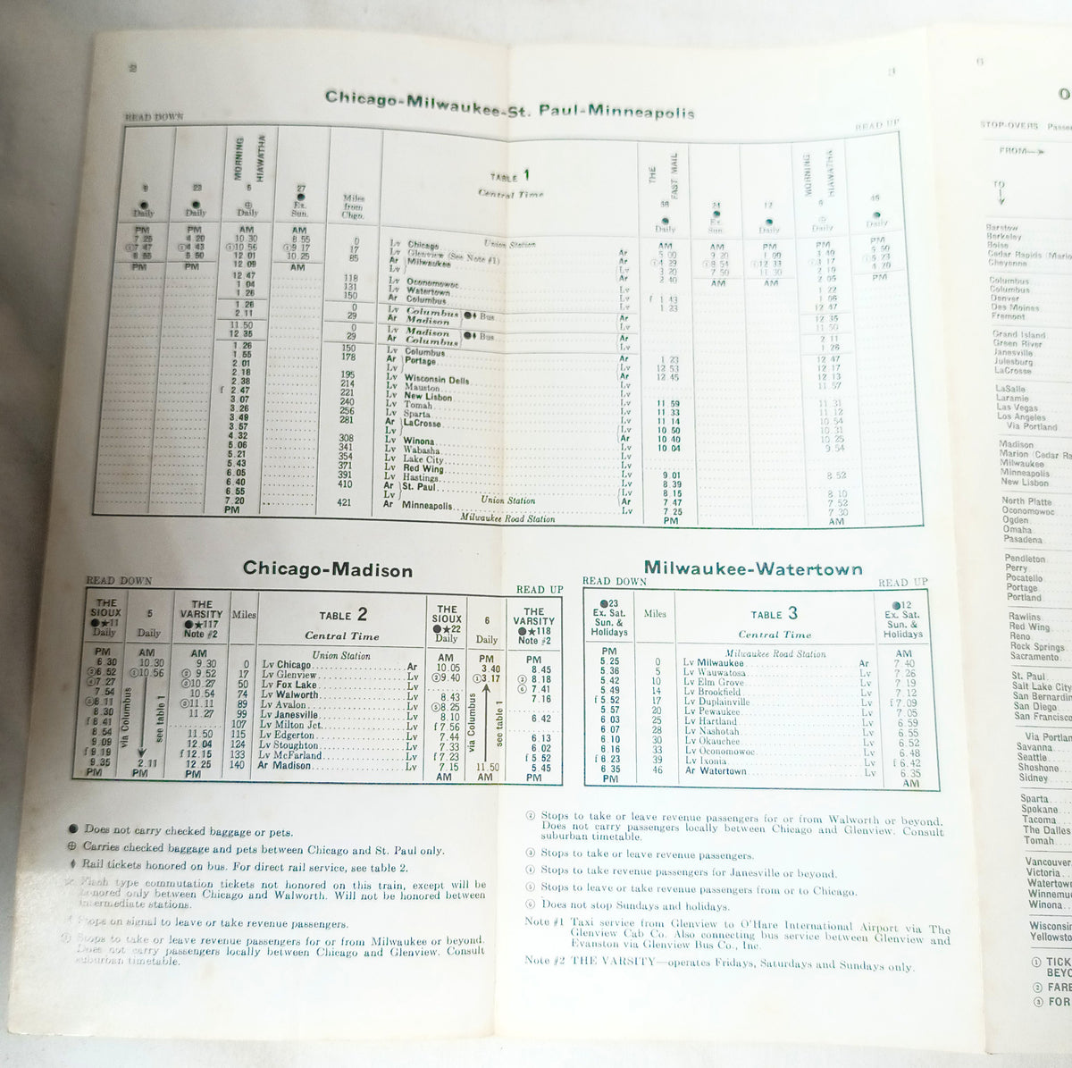 Milwaukee Road Passenger Train Schedules Oct 1970 Hiawathas Western - TulipStuff