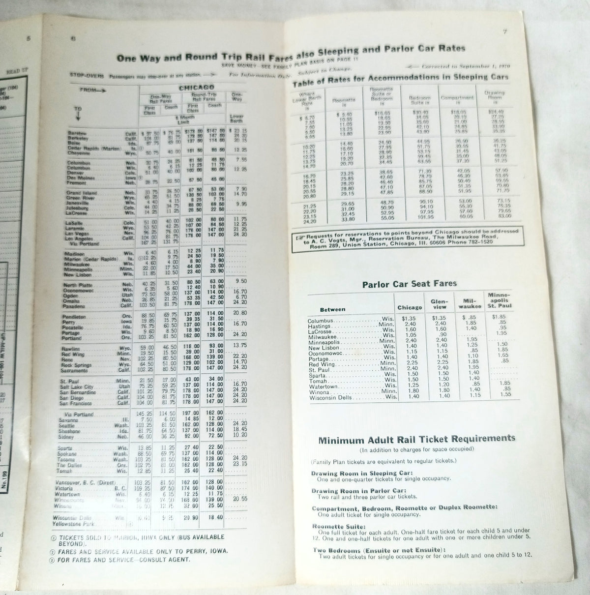 Milwaukee Road Passenger Train Schedules Oct 1970 Hiawathas Western - TulipStuff