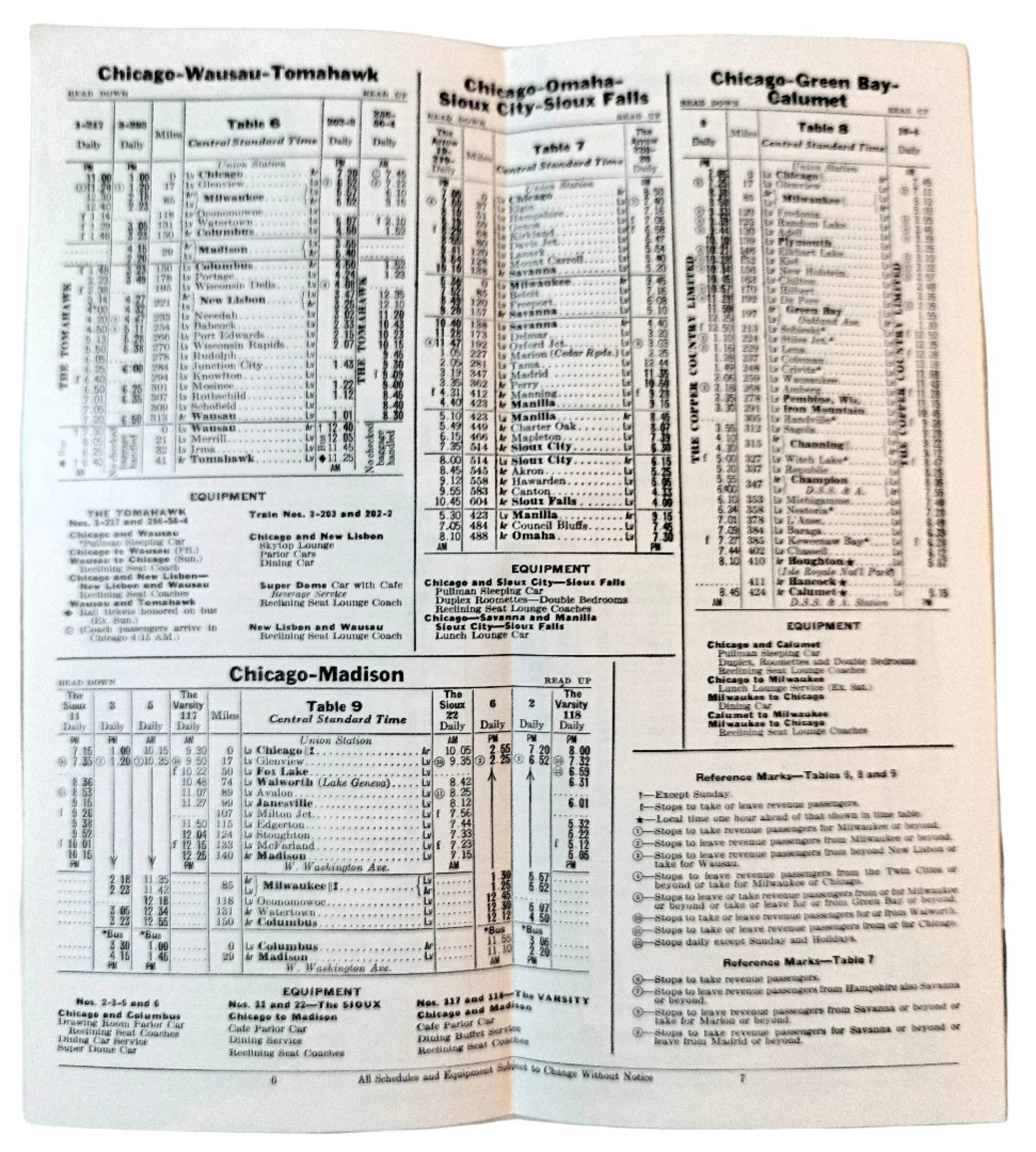 Milwaukee Road Condensed Passenger Train Schedules September  1960 - TulipStuff