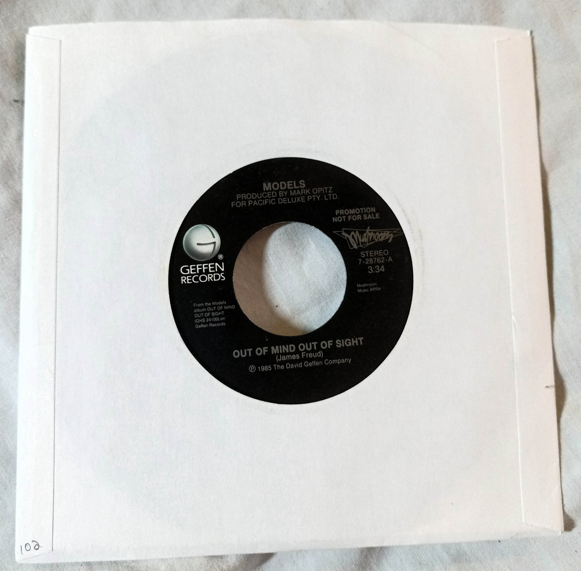 Models Out Of Mind Out Of Sight Australia New Wave 7" Vinyl Promo 1985 - TulipStuff