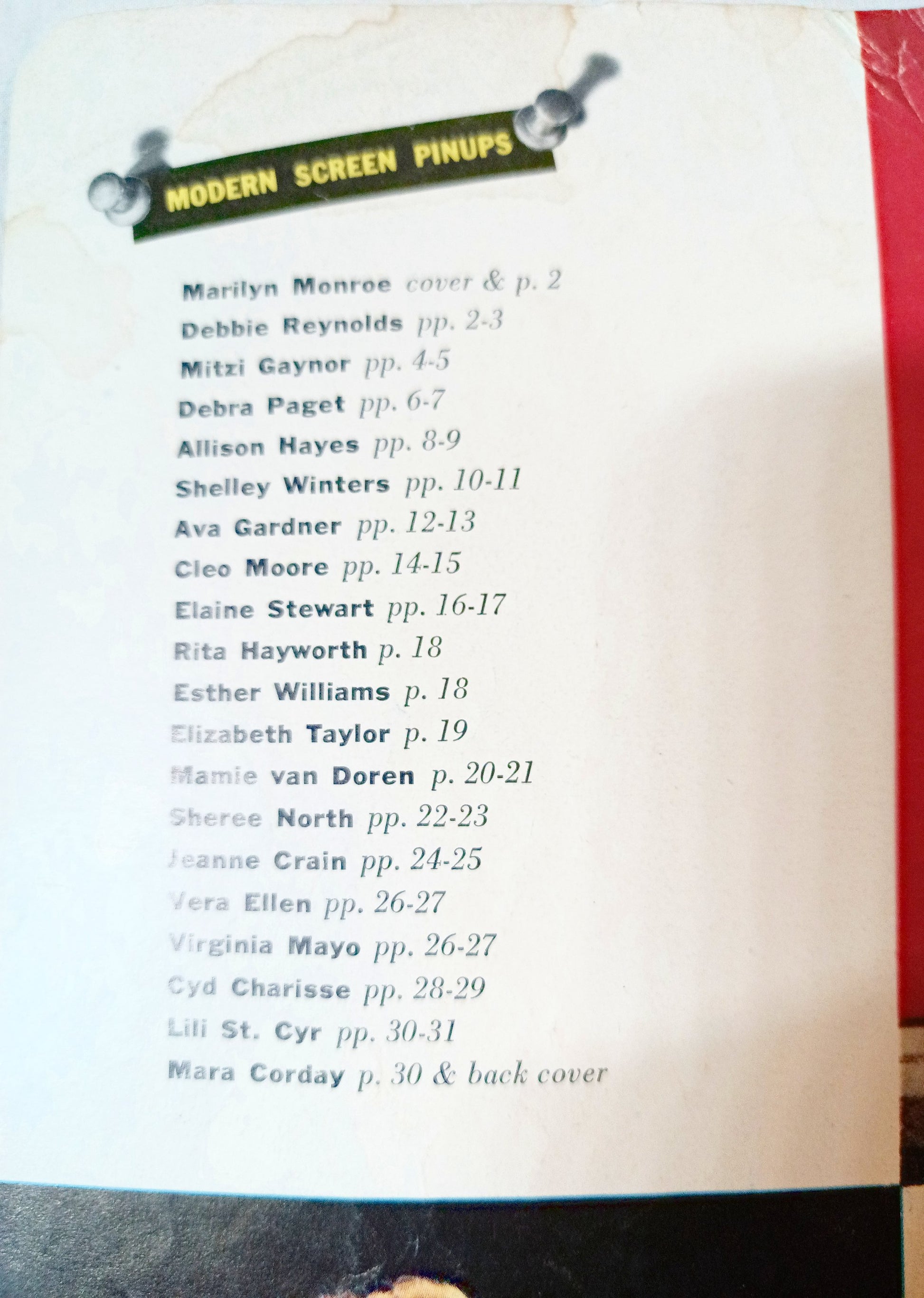 Modern Screen Pin-Ups Magazine Issue #1 1955 Marilyn Monroe Liz Taylor