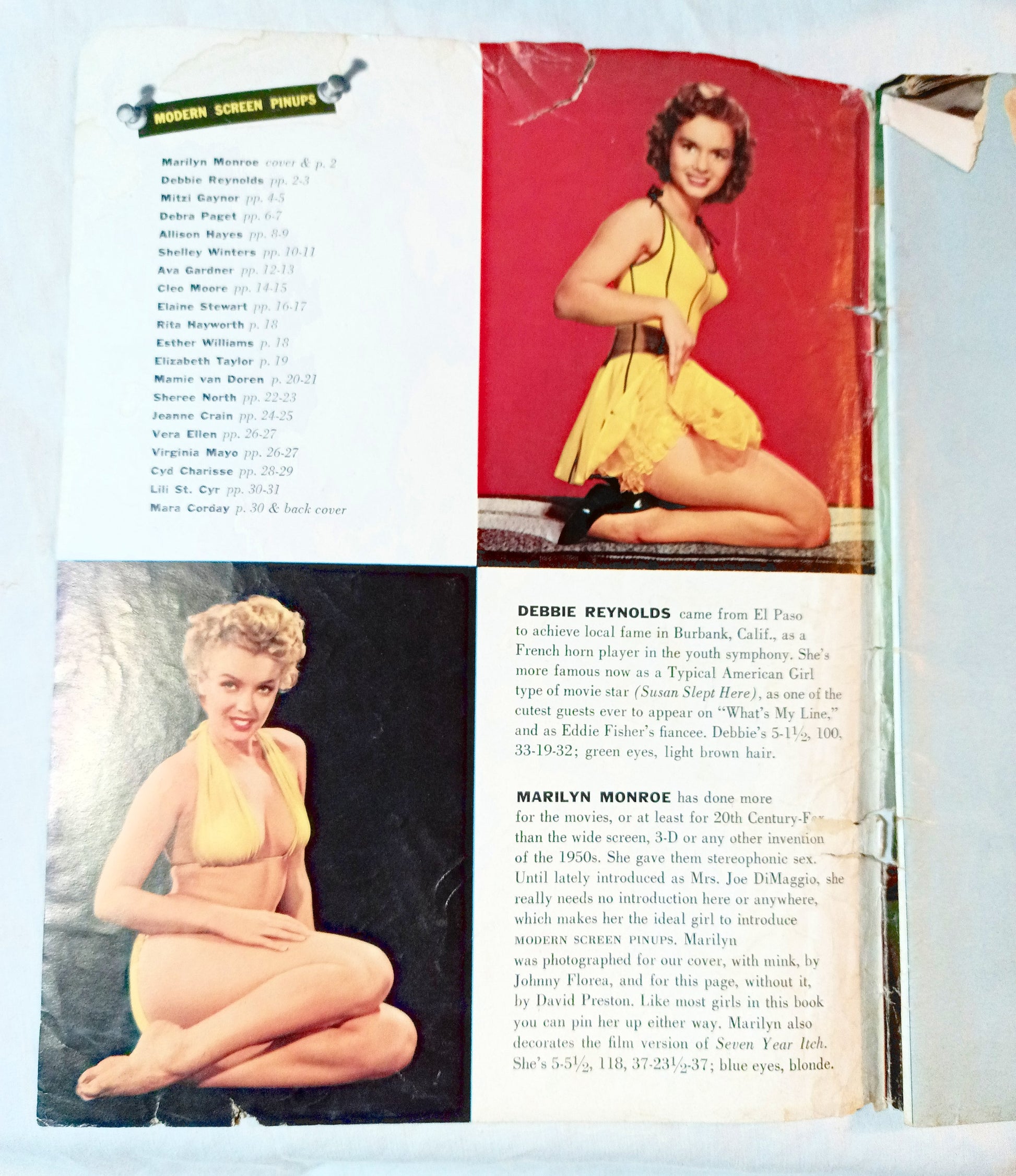 Modern Screen Pin-Ups Magazine Issue #1 1955 Marilyn Monroe Liz Taylor