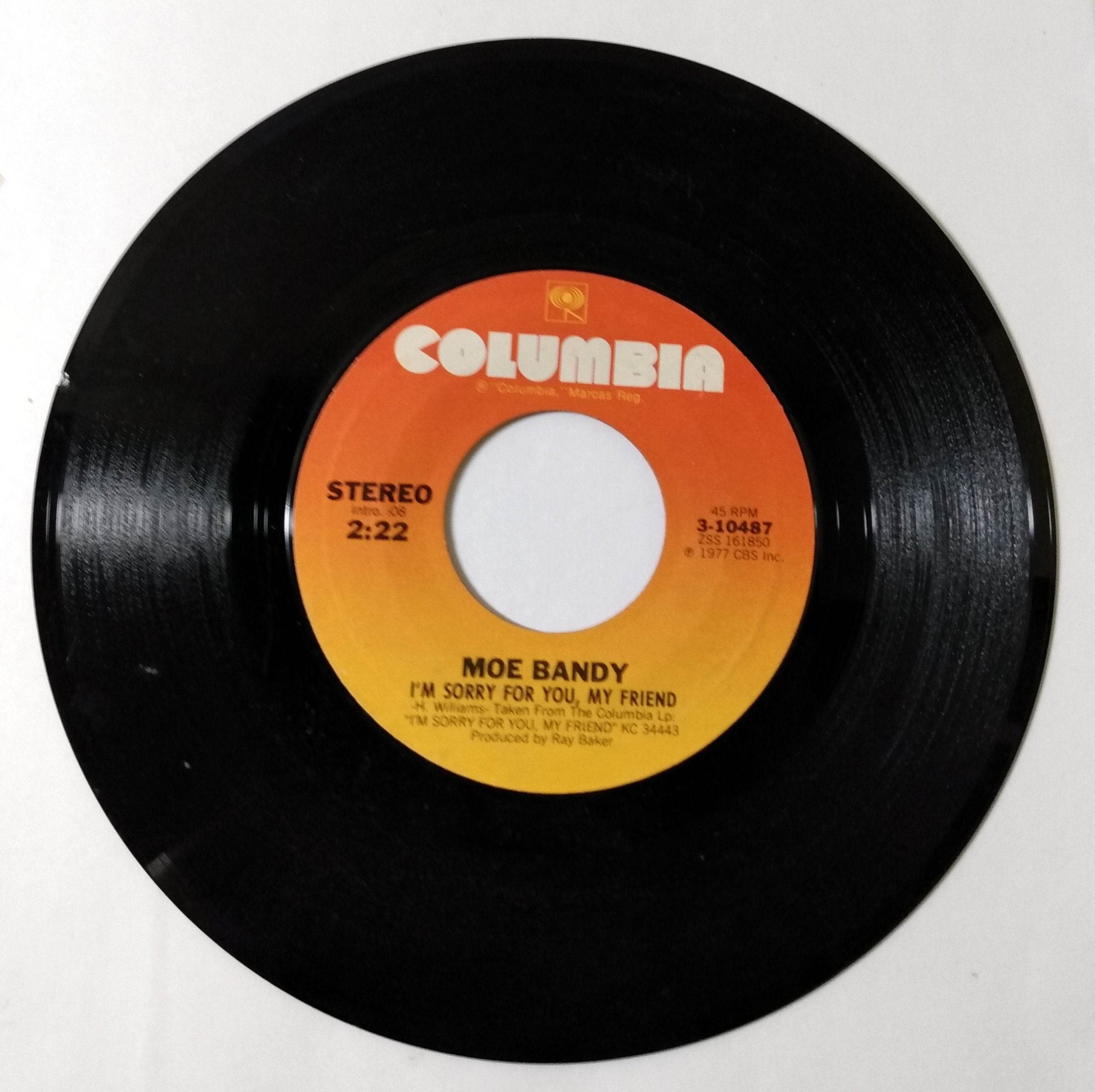 Moe Bandy I'm Sorry For You My Friend Country Vinyl 7" Columbia 1977 - TulipStuff