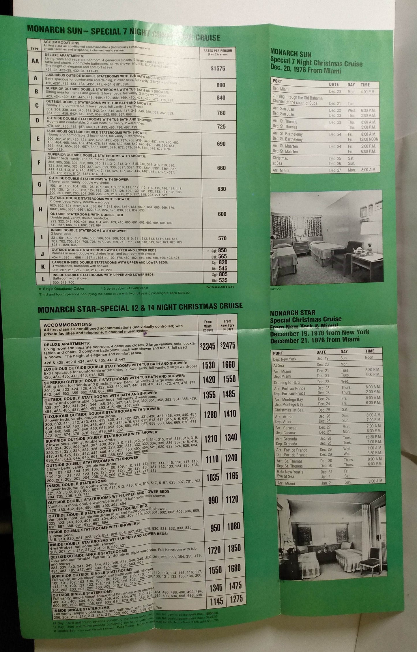 Monarch Cruise Lines 1976-1977 Christmas New Year's Cruises Brochure - TulipStuff