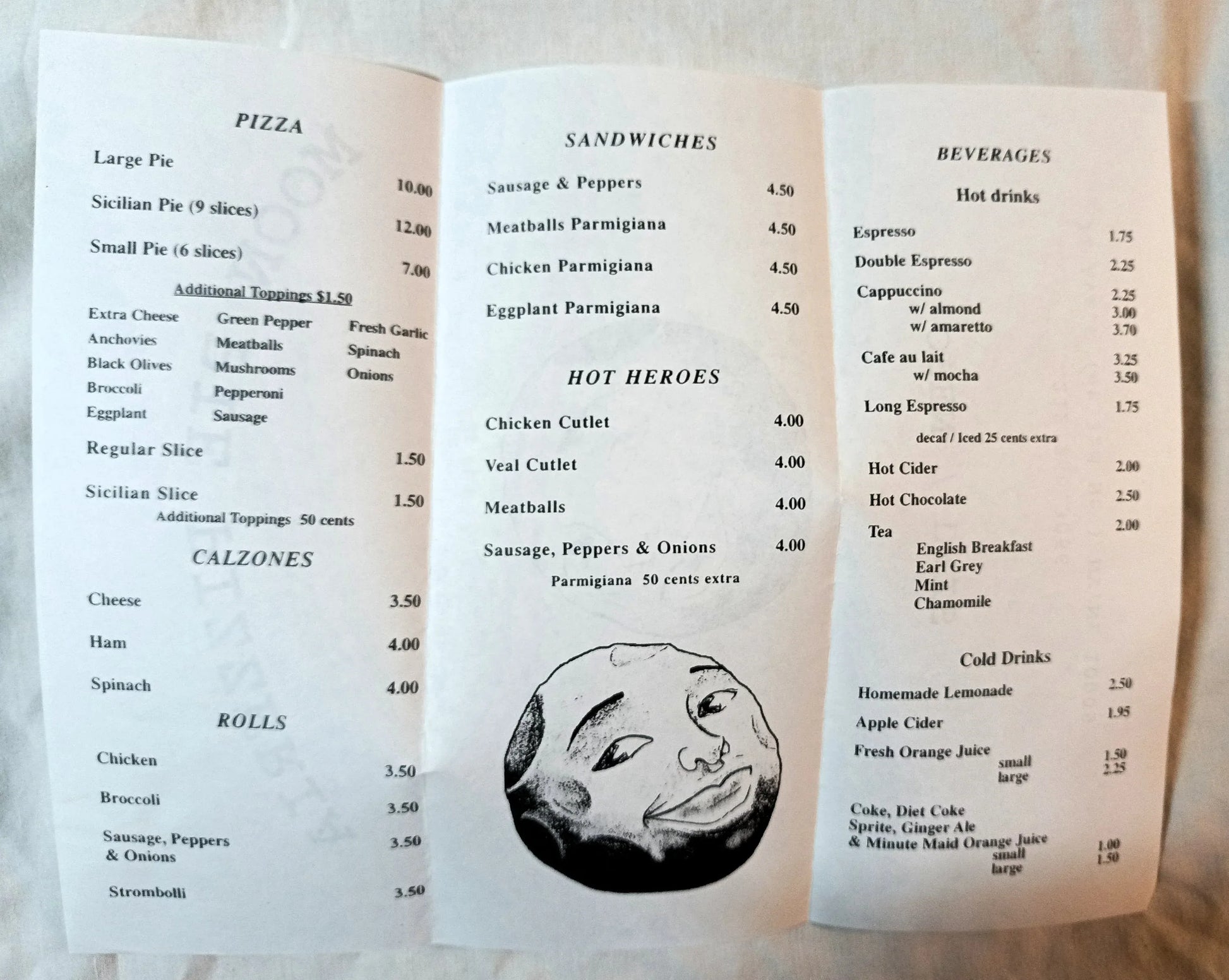 Moon Pie Pizzeria Avenue C E 3rd St LES NYC Takeout Menu Early 2000's - TulipStuff