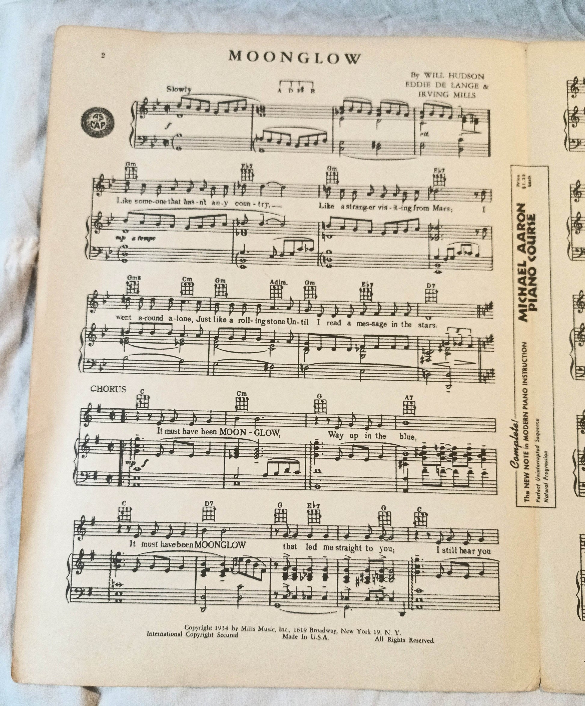 Moonglow Picnic Sheet Music William Holden Kim Novak 1934 - TulipStuff