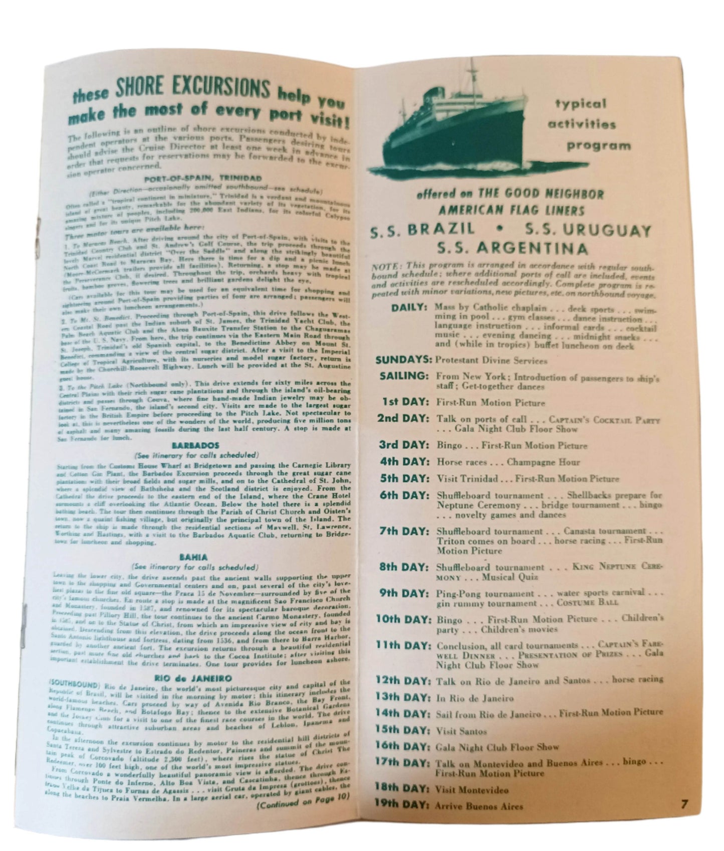 Moore-McCormack Lines South America 1953-54 Brazil Uruguay Argentina - TulipStuff