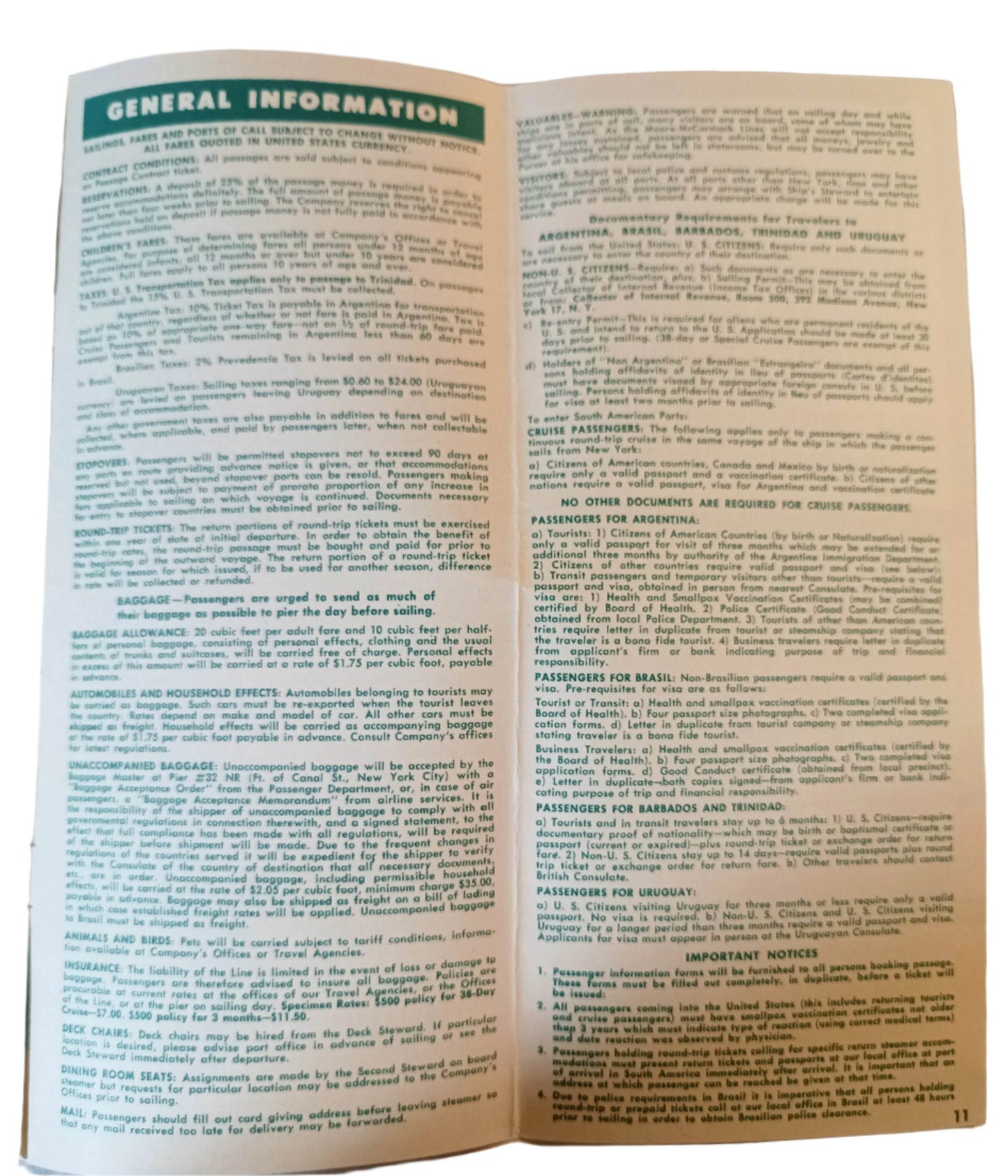 Moore-McCormack Lines South America 1953-54 Brazil Uruguay Argentina - TulipStuff