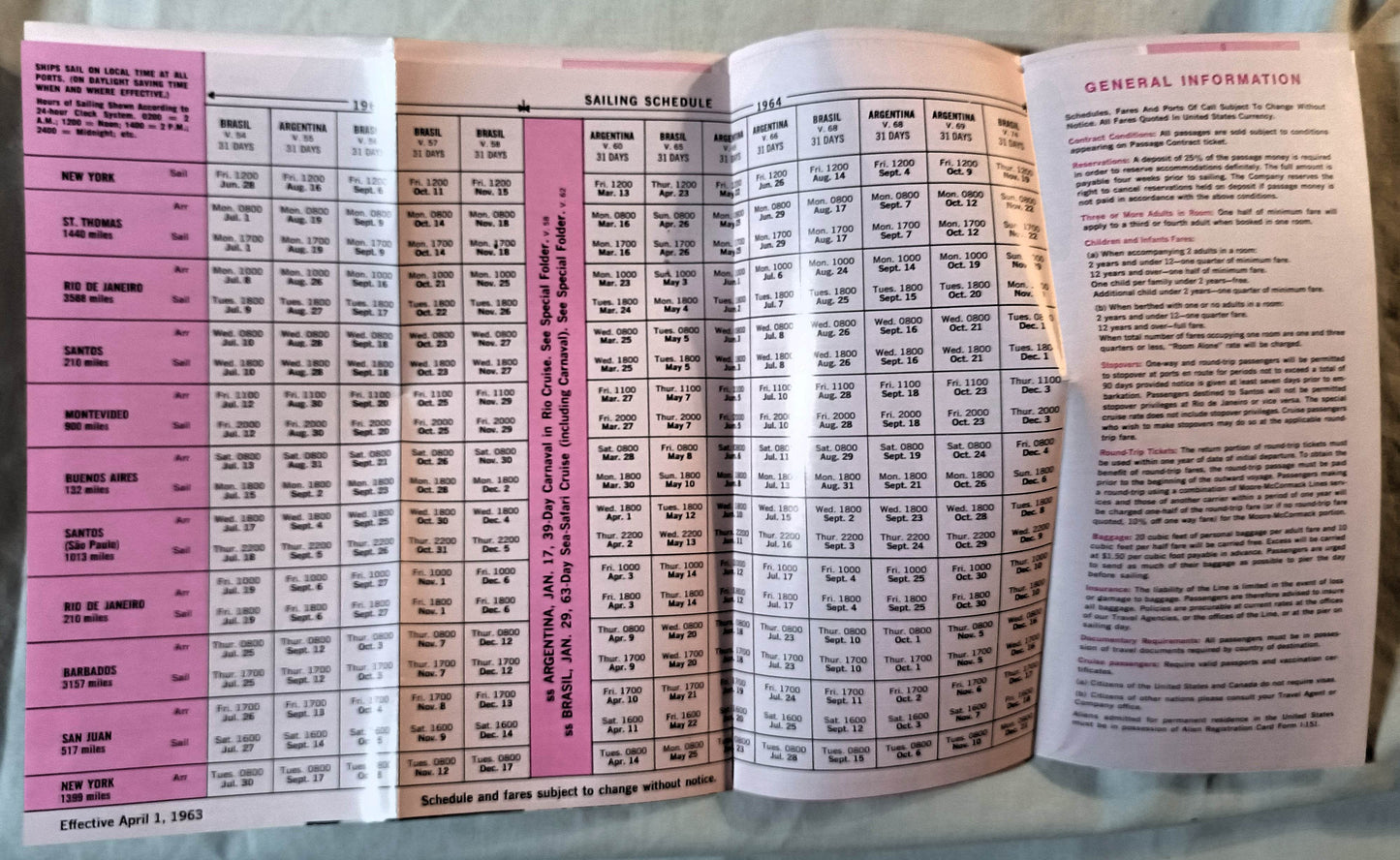 Moore-McCormack Lines ss Argentina ss Brasil 1963-64 Brochure - TulipStuff