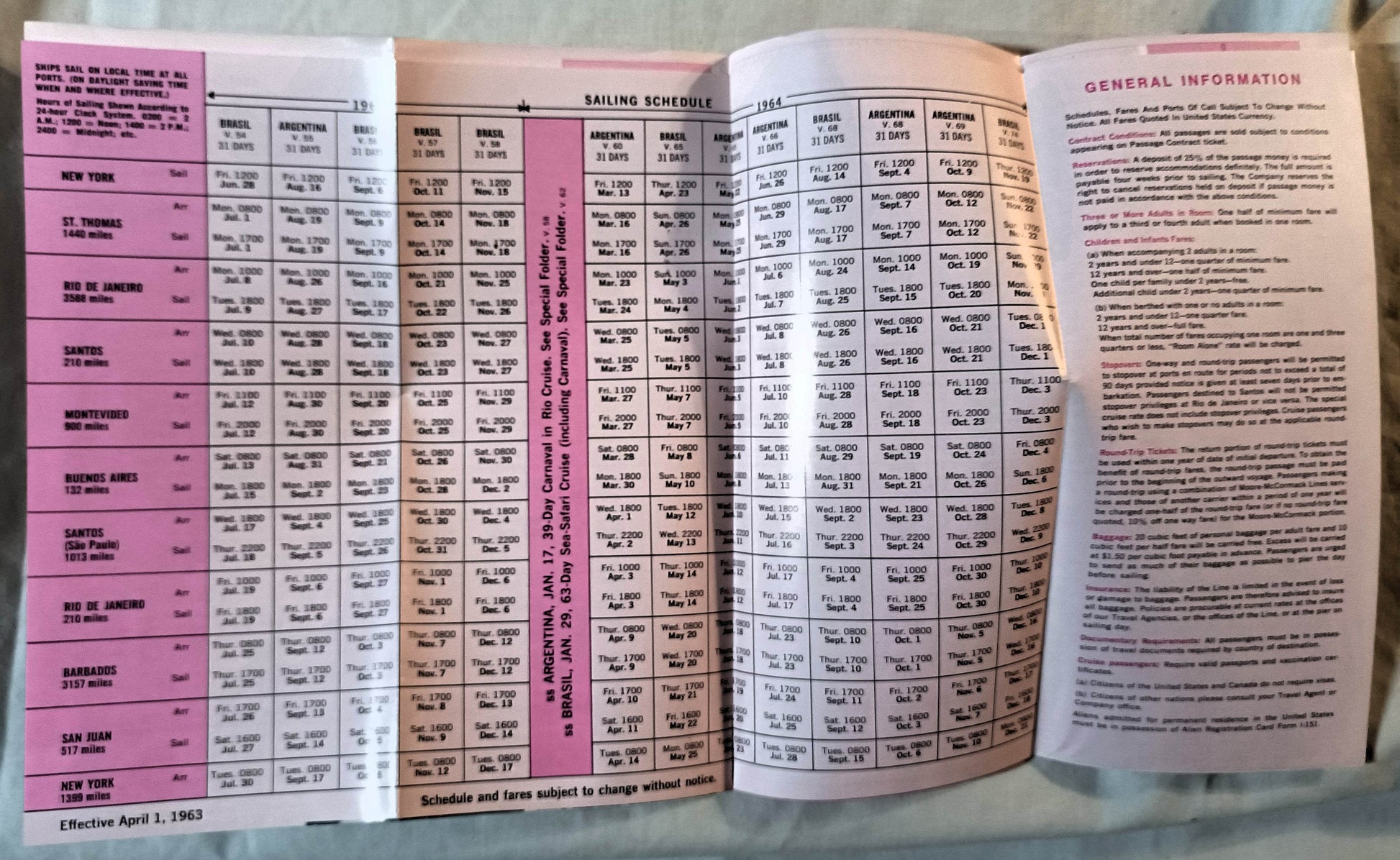 Moore-McCormack Lines ss Argentina ss Brasil 1963-64 Brochure - TulipStuff