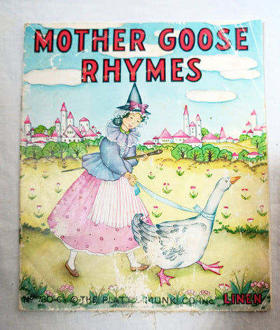 Mother Goose Rhymes Platt & Munk Co No. 730-C Linen Cloth Book 1939 - TulipStuff