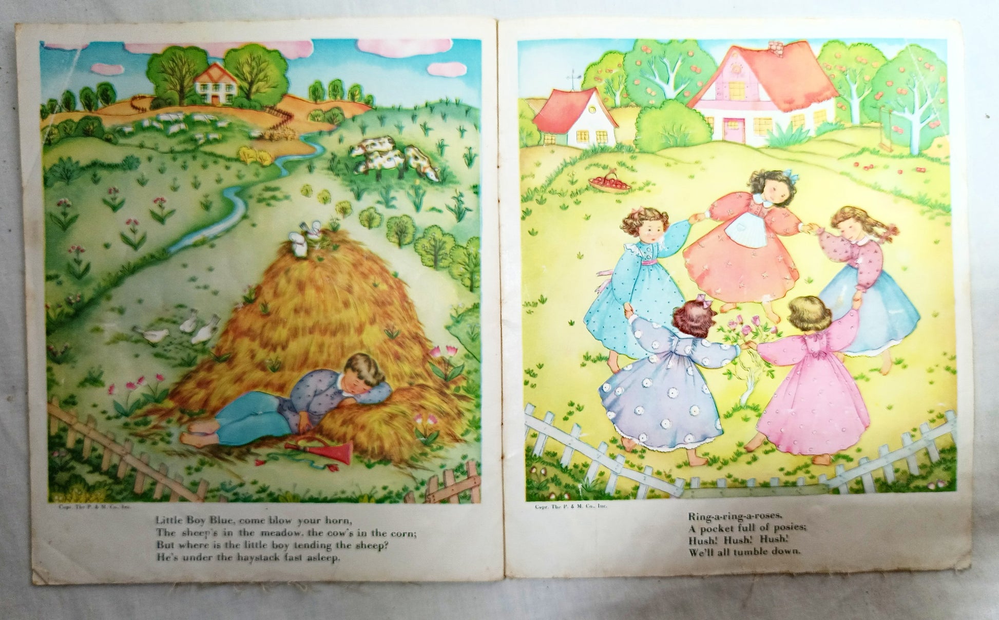 Mother Goose Rhymes Platt & Munk Co No. 730-C Linen Cloth Book 1939 - TulipStuff