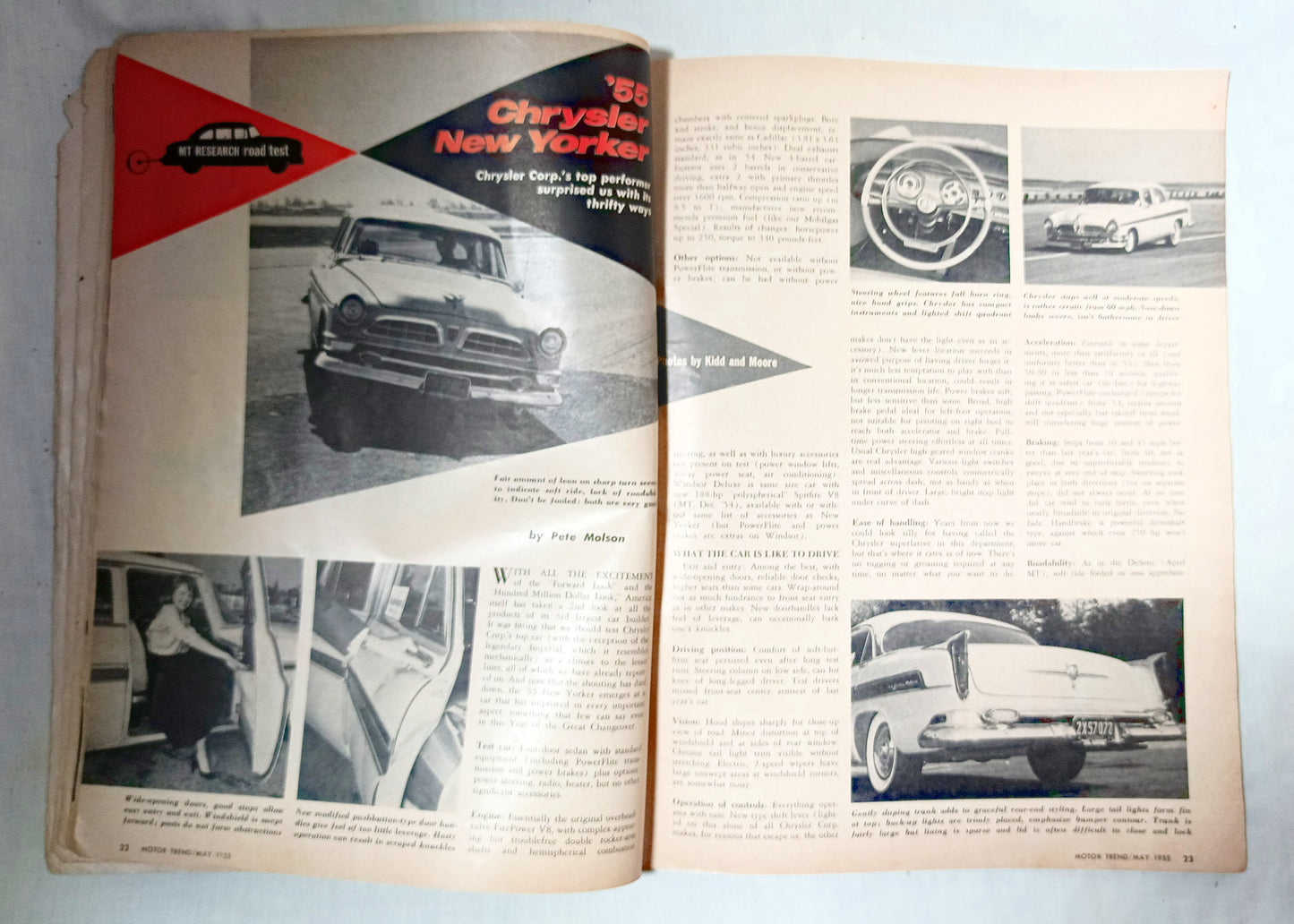 Motor Trend Magazine May 1955 Chrysler New Yorker Lincoln Capri Super88 - TulipStuff