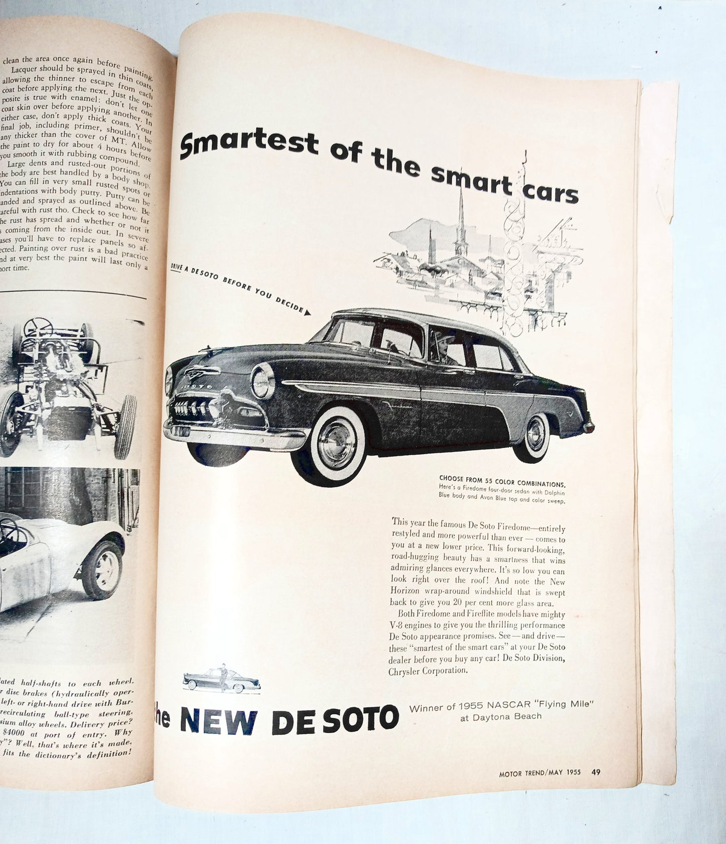Motor Trend Magazine May 1955 Chrysler New Yorker Lincoln Capri Super88 - TulipStuff