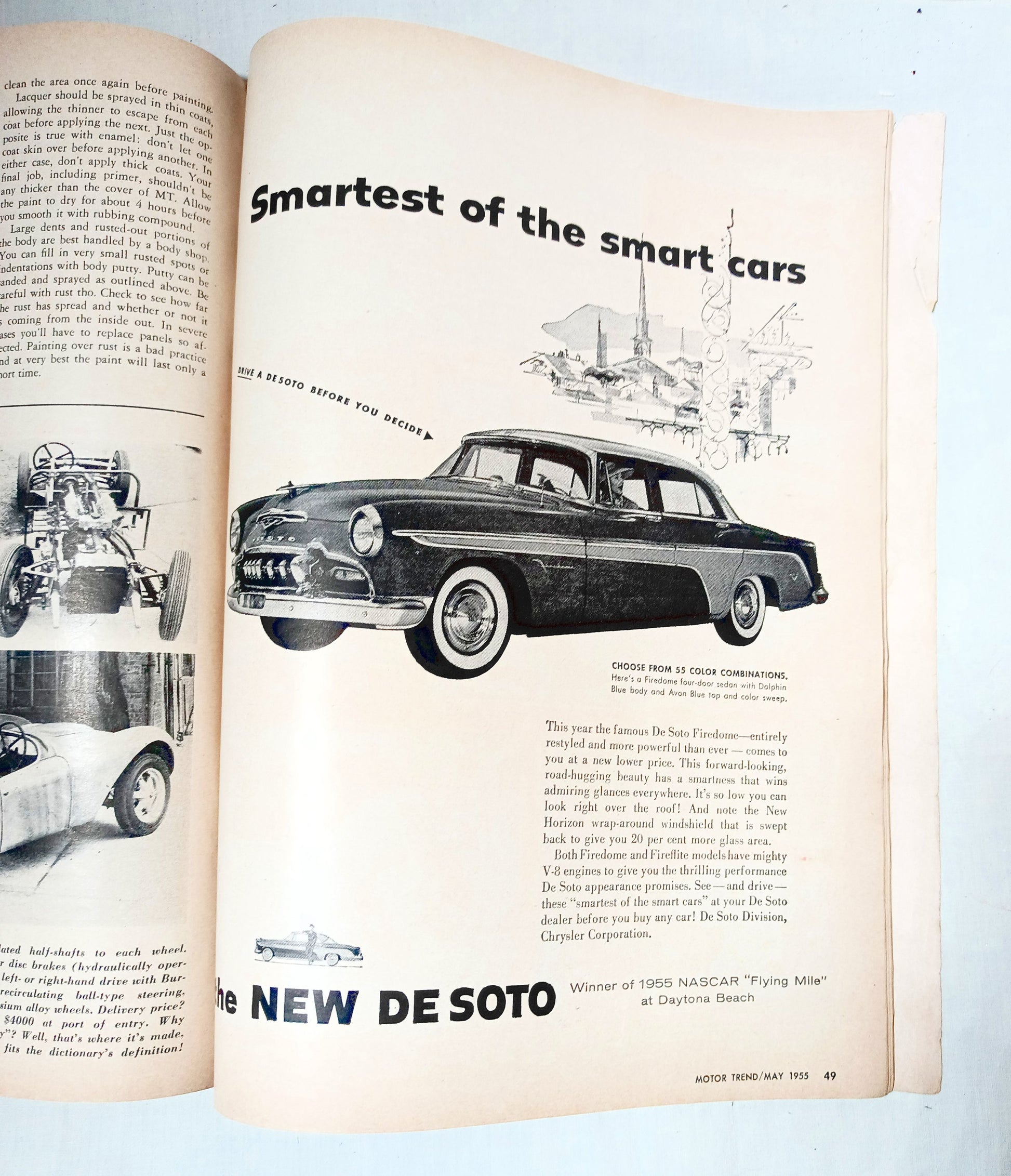 Motor Trend Magazine May 1955 Chrysler New Yorker Lincoln Capri Super88 - TulipStuff