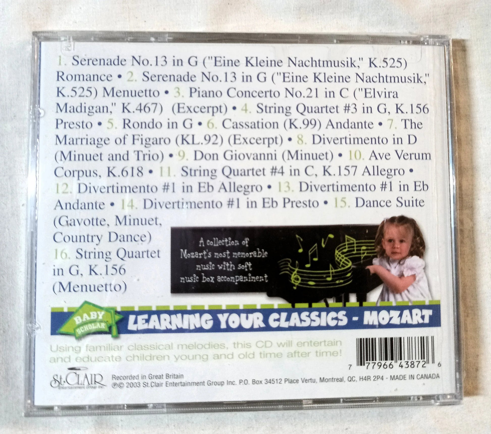 Baby Scholar Learning Your Classics Mozart Album CD 2003 - TulipStuff