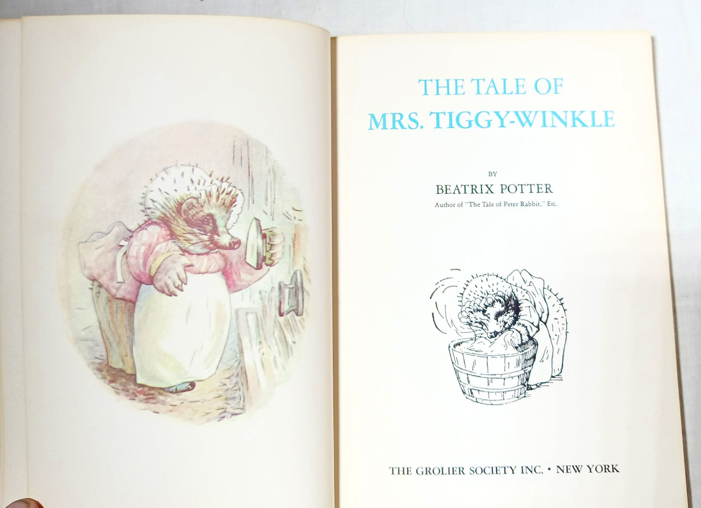 The Tale of Mrs Tiggly-Winkle Beatrix Potter Paperback Grolier 1970's - TulipStuff