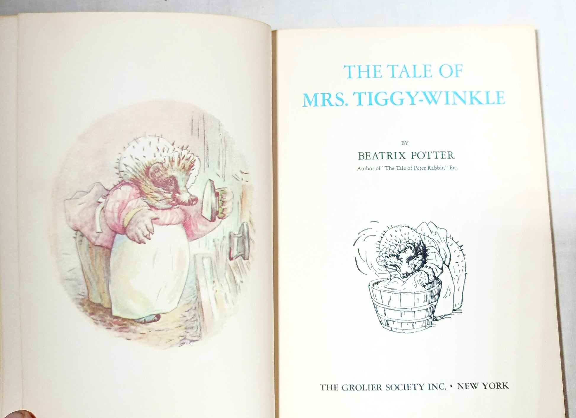 The Tale of Mrs Tiggly-Winkle Beatrix Potter Paperback Grolier 1970's - TulipStuff