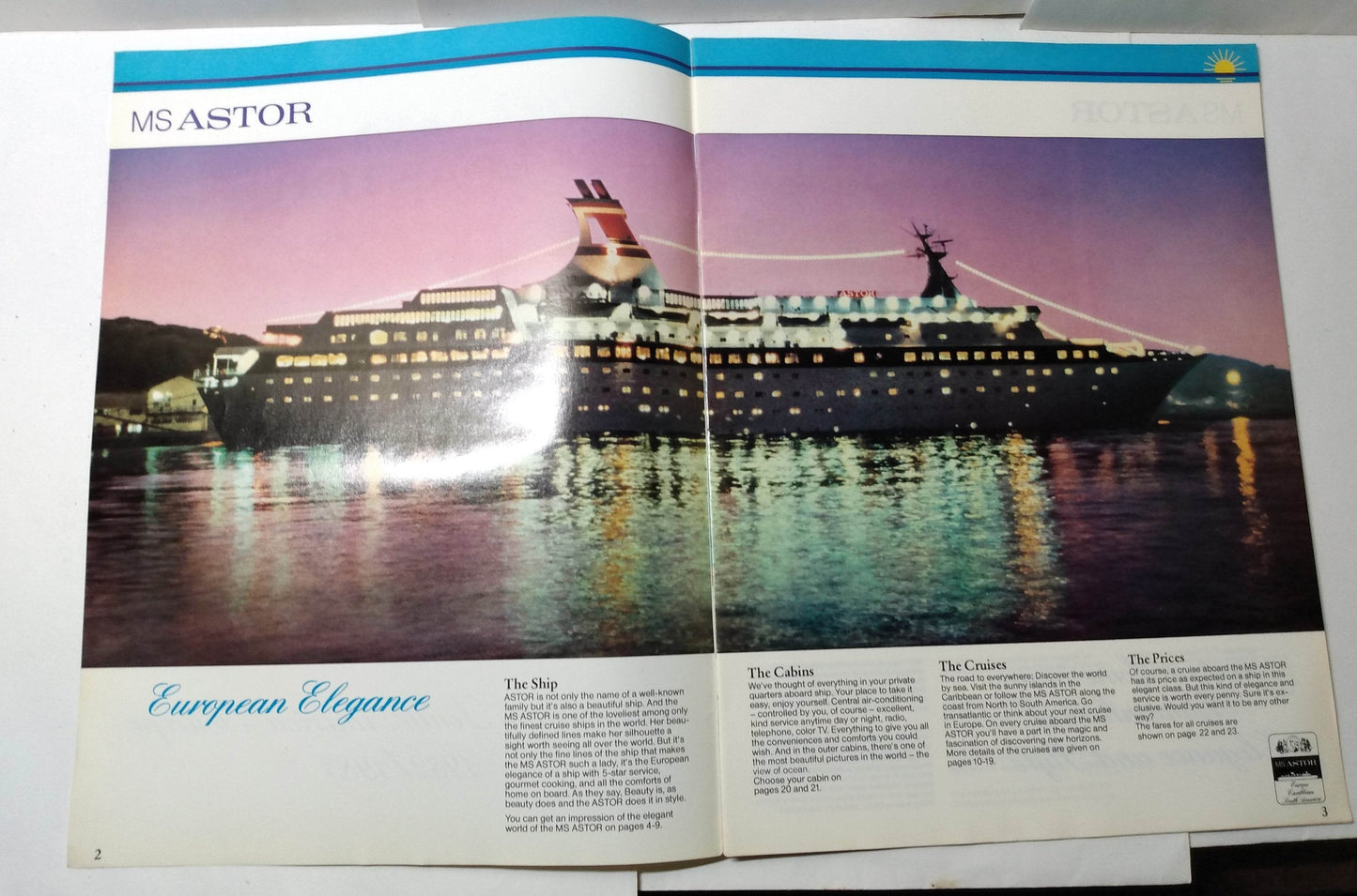 Astor United Cruises ms Astor 1982-83 Inaugural Season Cruise Brochure - TulipStuff
