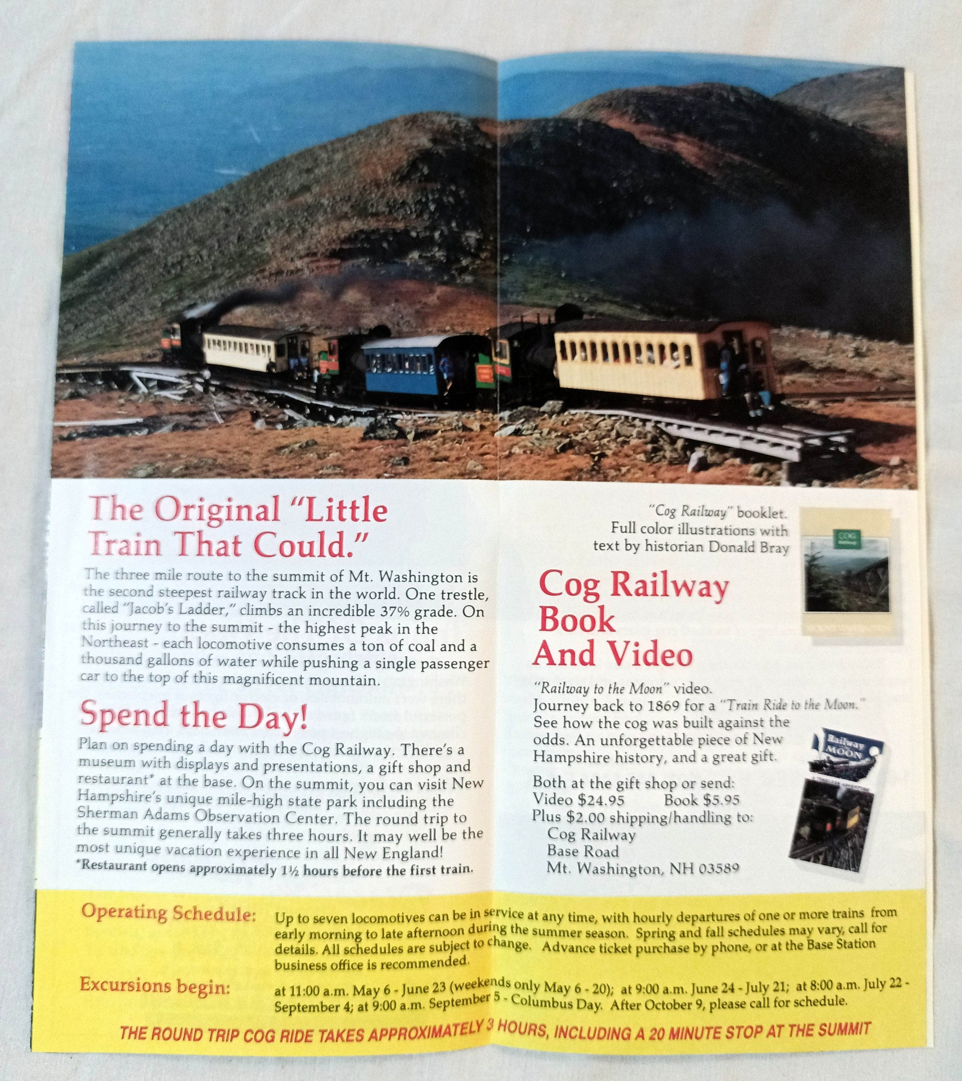 Mt Washington Cog Railway Bretton Woods New Hampshire Brochure 1990's - TulipStuff