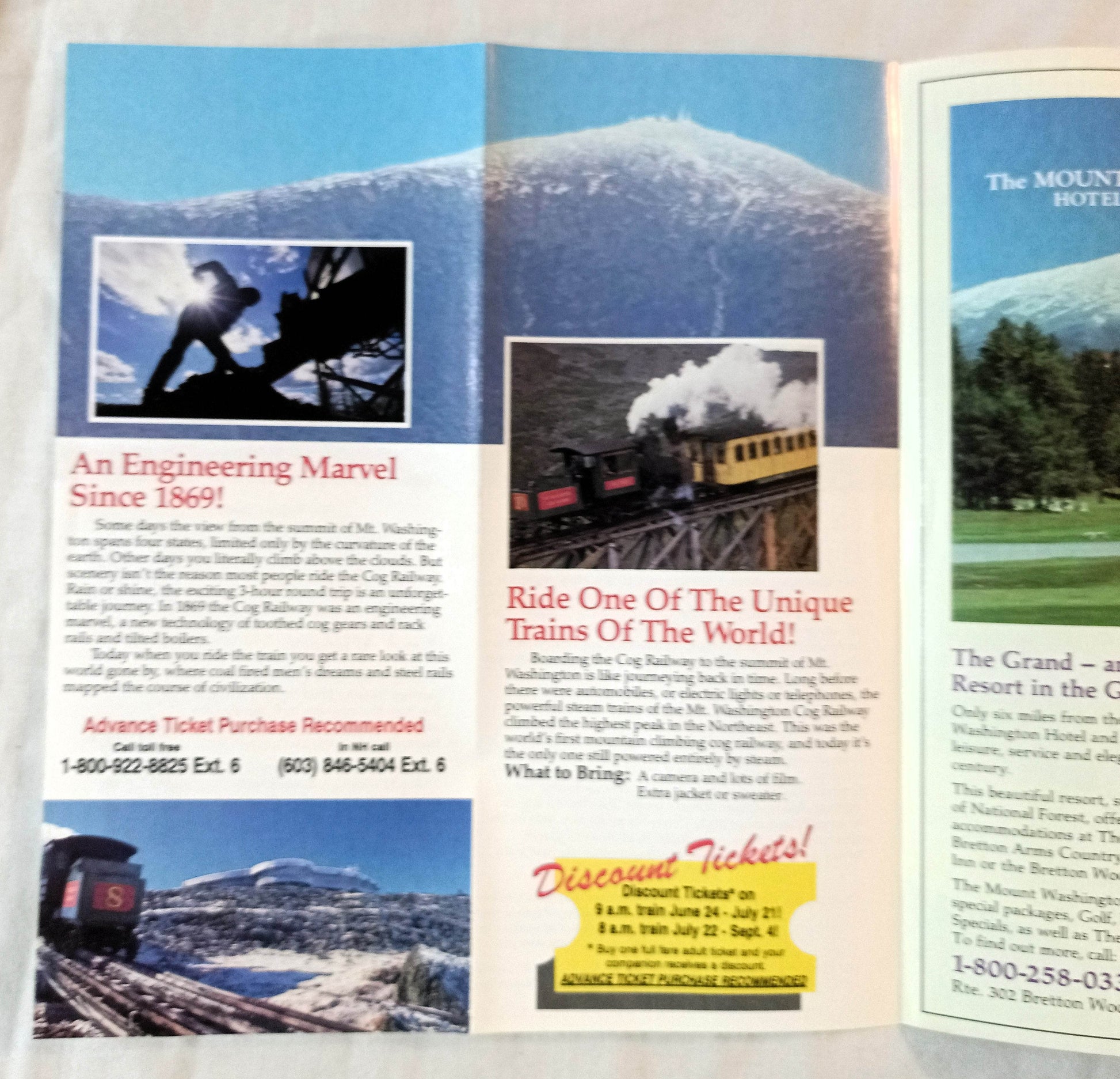 Mt Washington Cog Railway Bretton Woods New Hampshire Brochure 1990's - TulipStuff