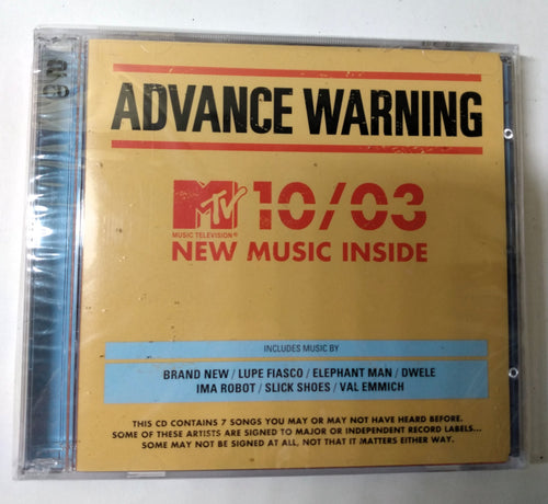 MTV Presents Advance Warning: 10/03 Rock Rap Punk RnB Album CD 2003 - TulipStuff