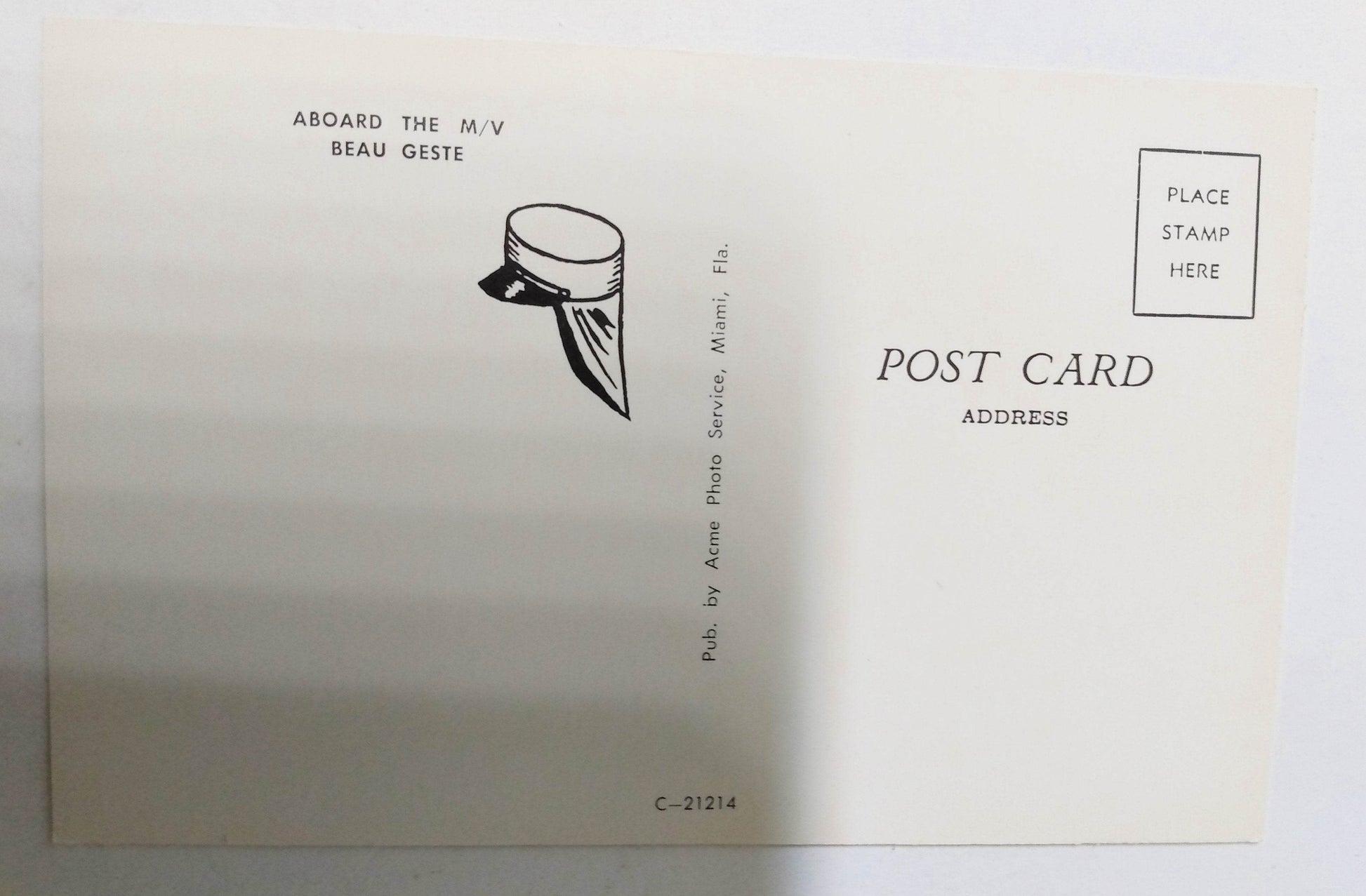 Aboard The M/V Beau Geste Yacht Miami 1960's Postcard - TulipStuff
