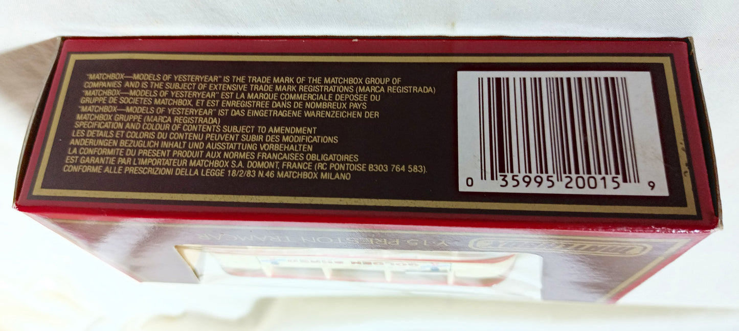 Matchbox Y-15 Models of Yesteryear Preston Tramcar Golden Shred - TulipStuff