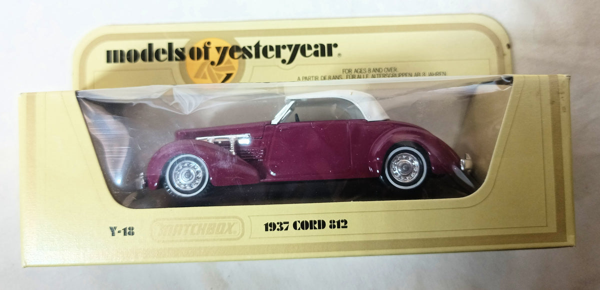 Lesney Matchbox Y18 Models of Yesteryear 1937 Cord 812 England Plum - TulipStuff