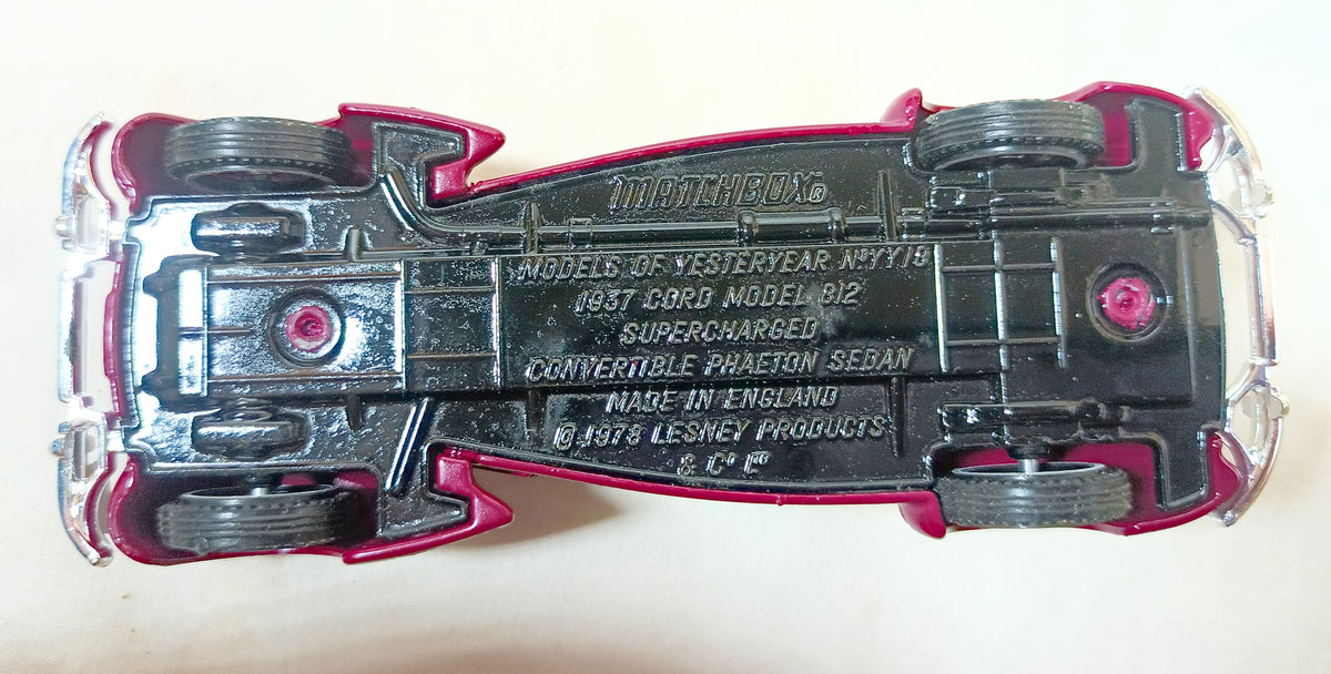Lesney Matchbox Y18 Models of Yesteryear 1937 Cord 812 England Plum - TulipStuff