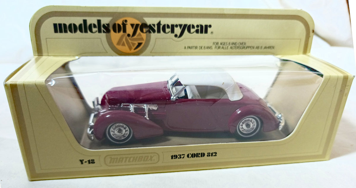 Lesney Matchbox Y18 Models of Yesteryear 1937 Cord 812 England Plum - TulipStuff