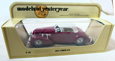 Lesney Matchbox Y18 Models of Yesteryear 1937 Cord 812 England Plum - TulipStuff