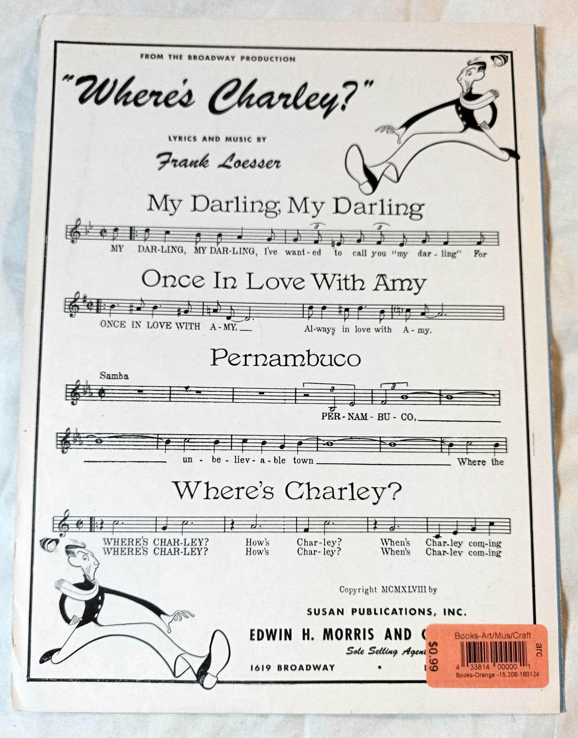 My Darling My Darling Where's Charley Ray Bolger Sheet Music 1948 - TulipStuff