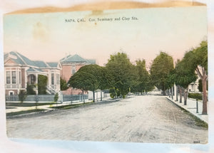 Napa California Corner Seminary And Clay Streets Postcard 1908 - TulipStuff