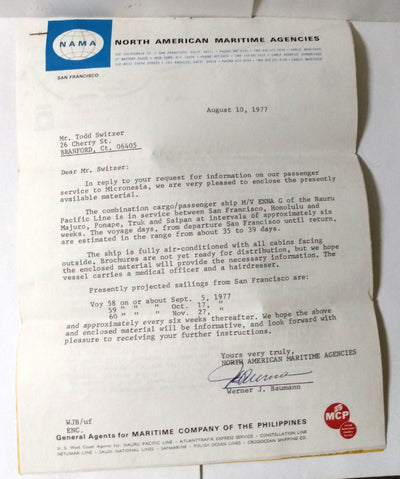 Nauru Pacific Line M.V. Enna G 1977 Marketing Packet And Deck Plans - TulipStuff