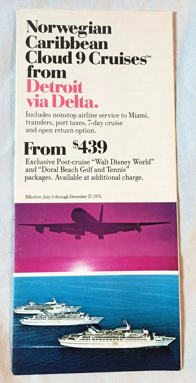 Norwegian Caribbean Lines 1975 Cloud 9 Caribbean Fly Cruises Detroit - TulipStuff