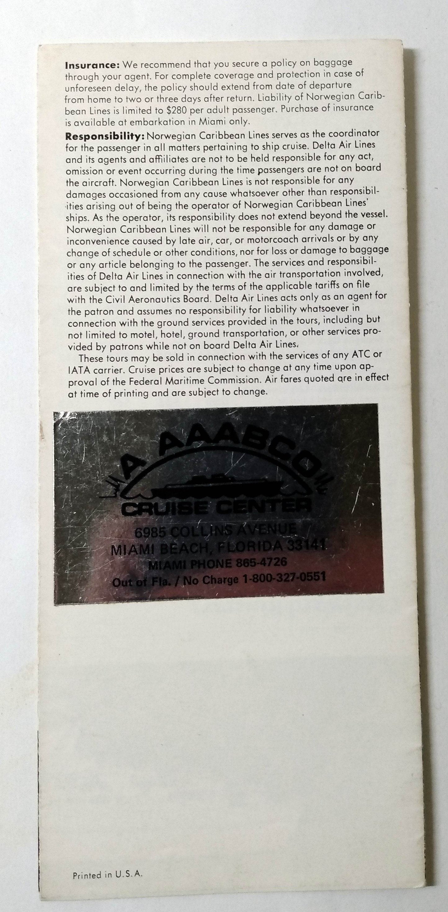 Norwegian Caribbean Lines 1974 Cloud 9 Caribbean Fly Cruises Detroit - TulipStuff