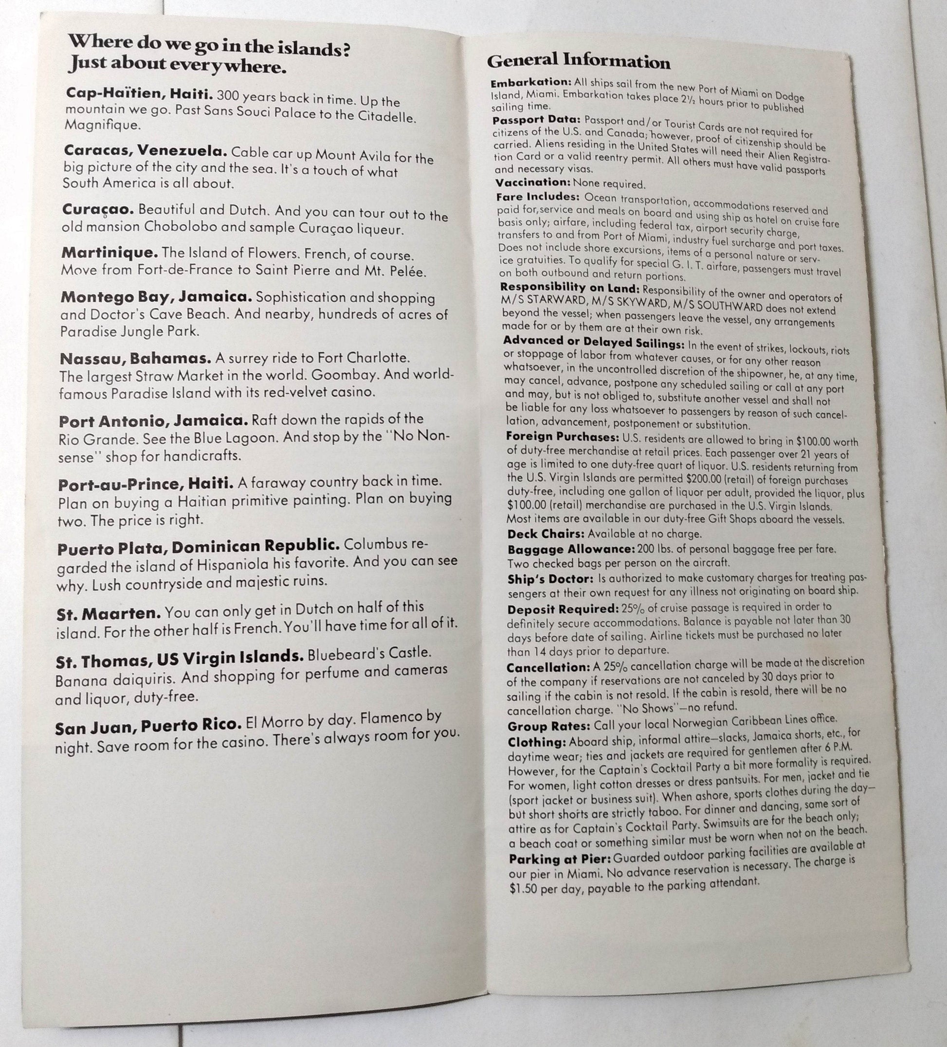 Norwegian Caribbean Lines 1974 Cloud 9 Caribbean Fly Cruises Detroit - TulipStuff