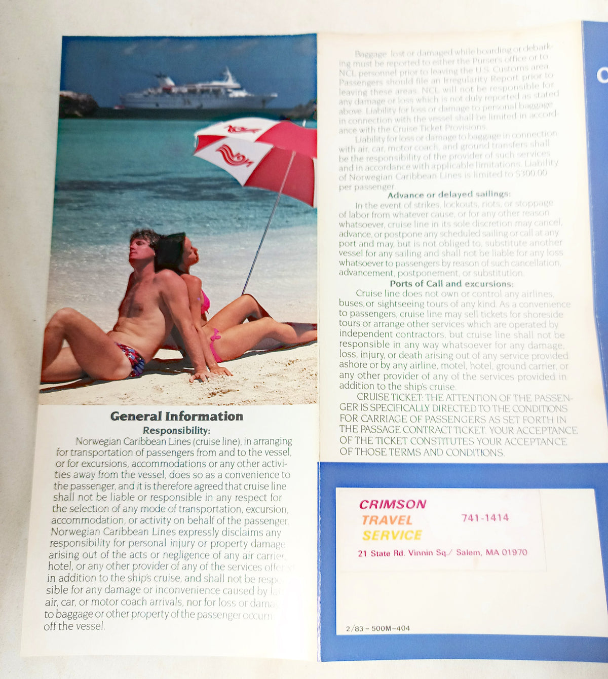 Norwegian Caribbean Lines NCL Sea Saver '83 Caribbean Cruises - TulipStuff