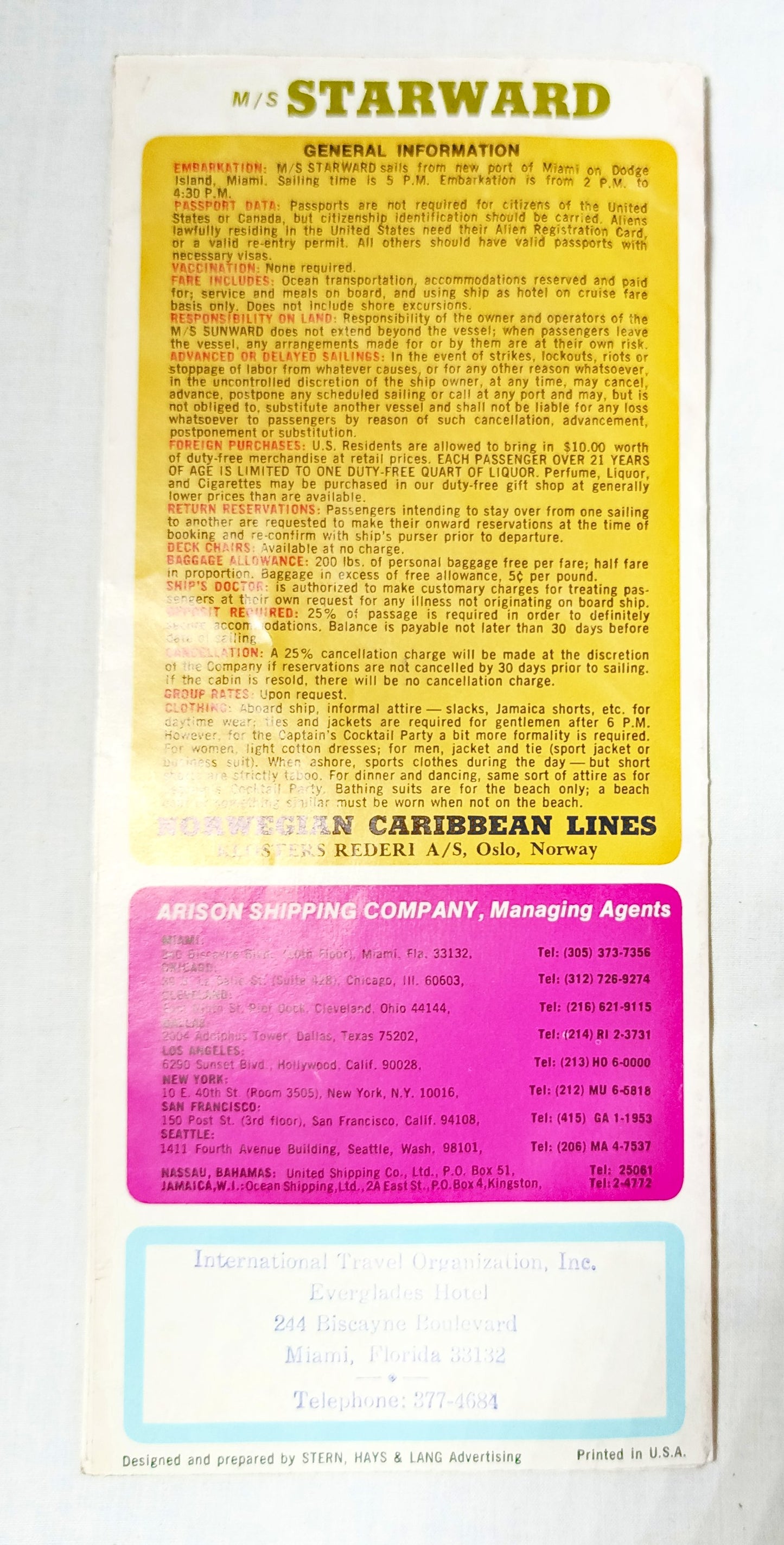 Norwegian Caribbean Lines M/S Starward Preview Maiden Voyage 1968 - TulipStuff