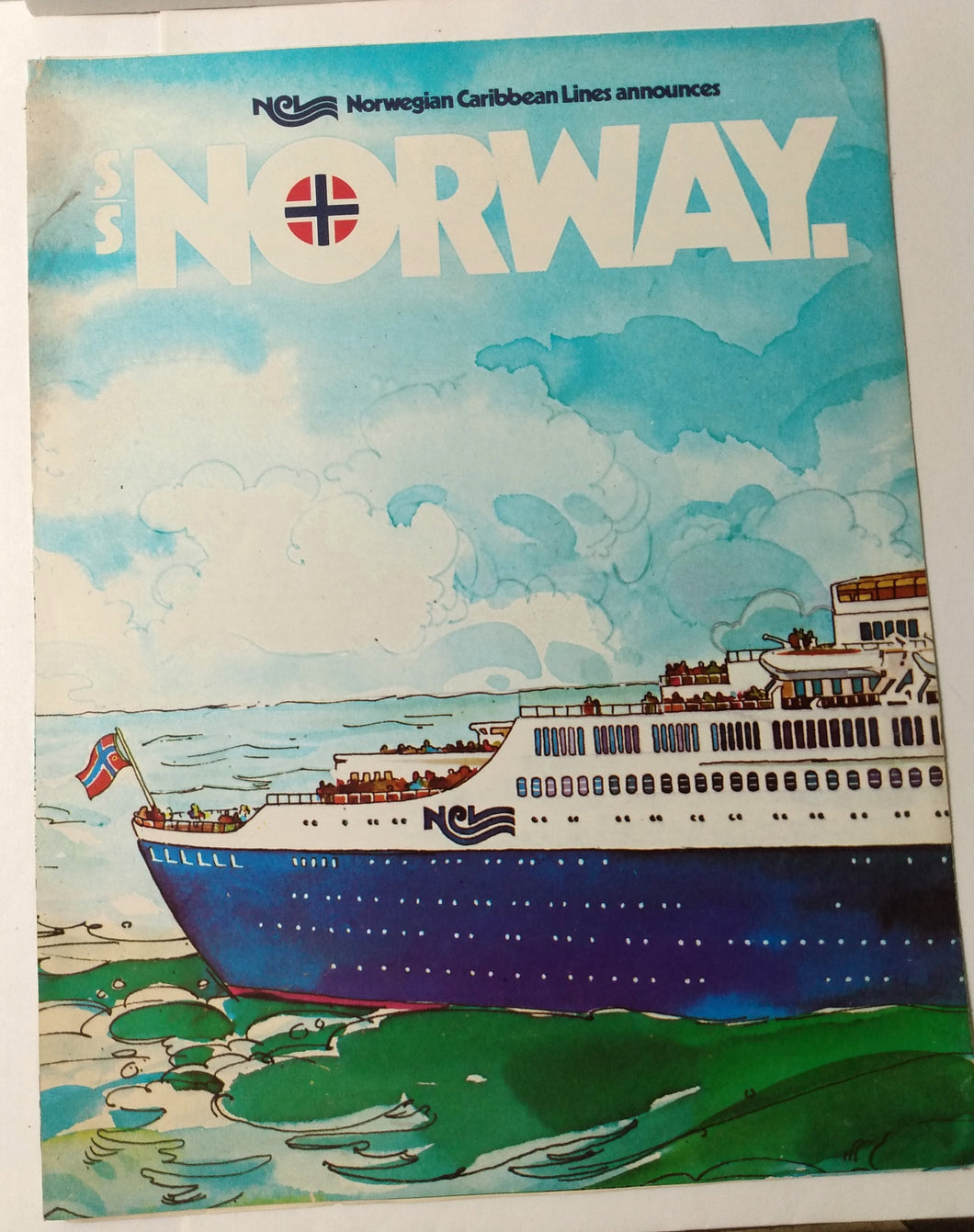 Norwegian Caribbean Lines ss Norway 1980 Introductory Announcement Brochure - TulipStuff