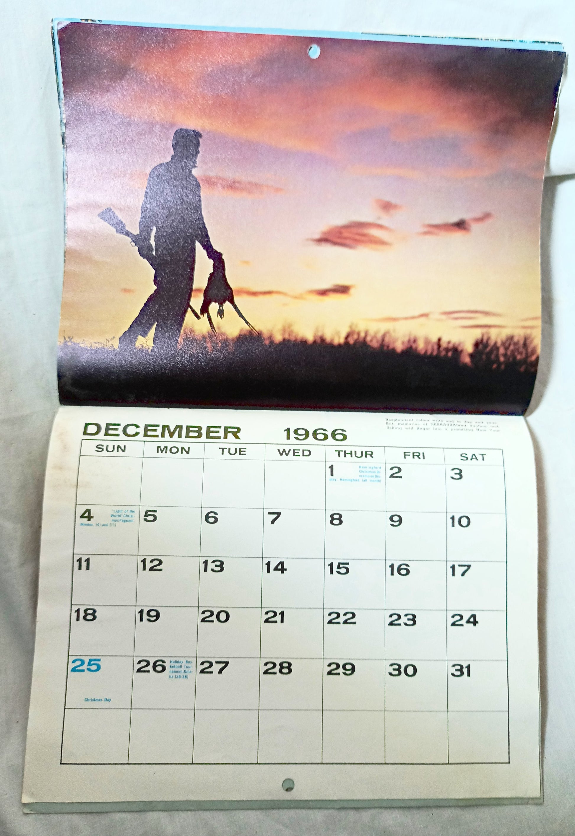 NEBRASKAland Wall Calendar of Color and Events 1966 - TulipStuff