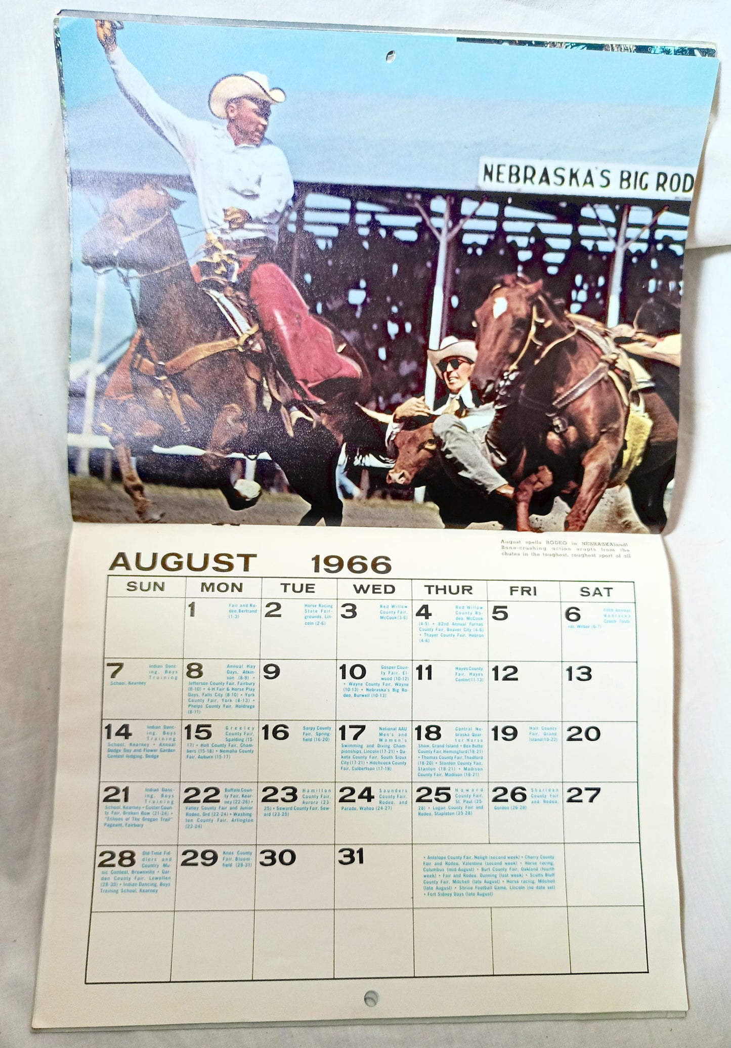 NEBRASKAland Wall Calendar of Color and Events 1966 - TulipStuff