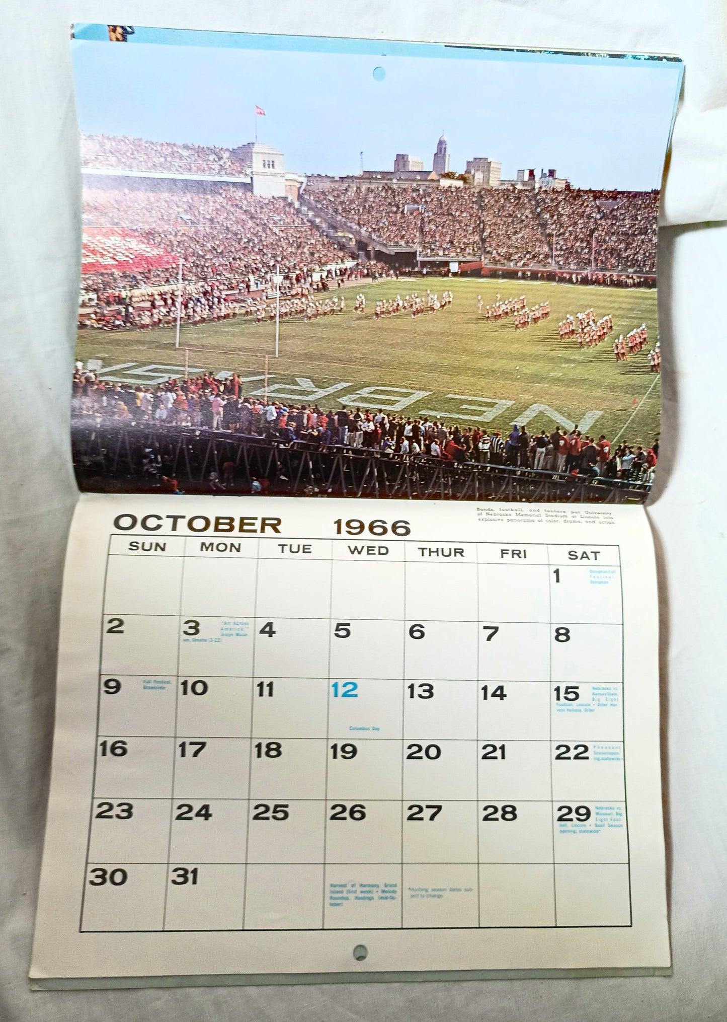 NEBRASKAland Wall Calendar of Color and Events 1966 - TulipStuff