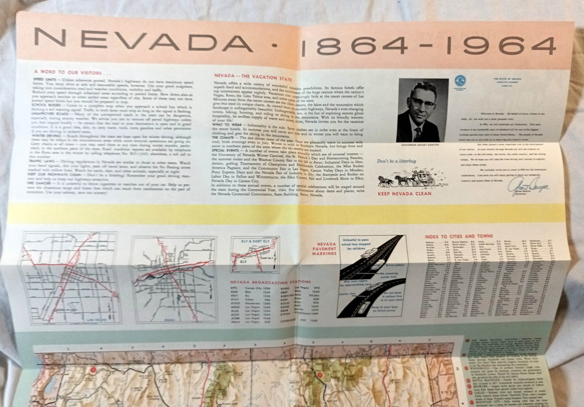 Nevada Centennial Official State Highway Map 1963-1964 - TulipStuff