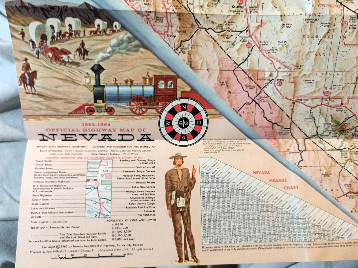 Nevada Centennial Official State Highway Map 1963-1964 - TulipStuff