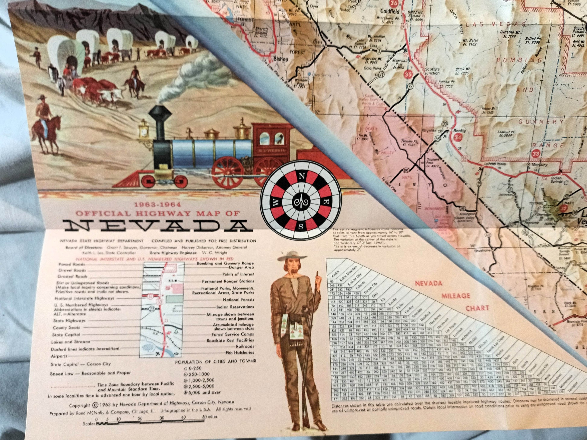 Nevada Centennial Official State Highway Map 1963-1964 - TulipStuff