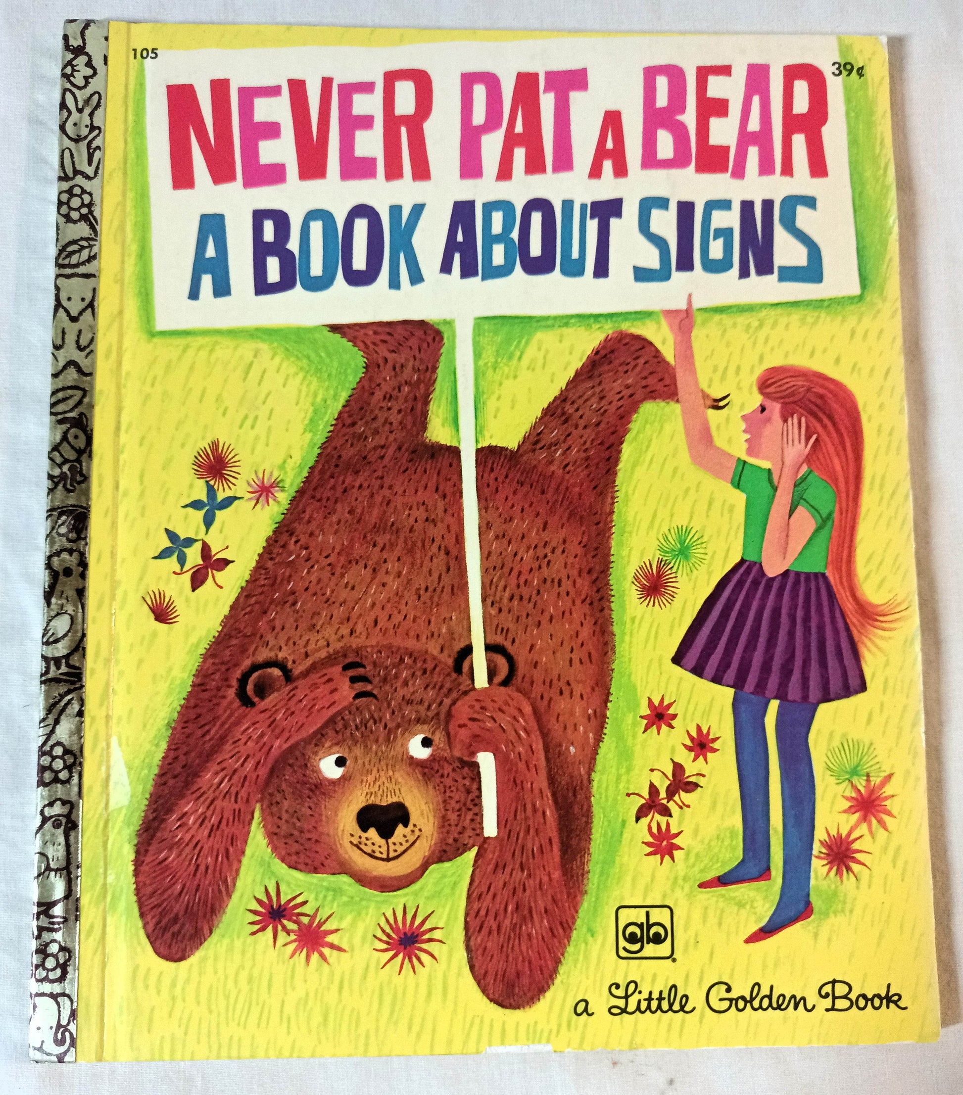 Never Pat A Bear A Book About Signs Little Golden Book #105 1972 - TulipStuff