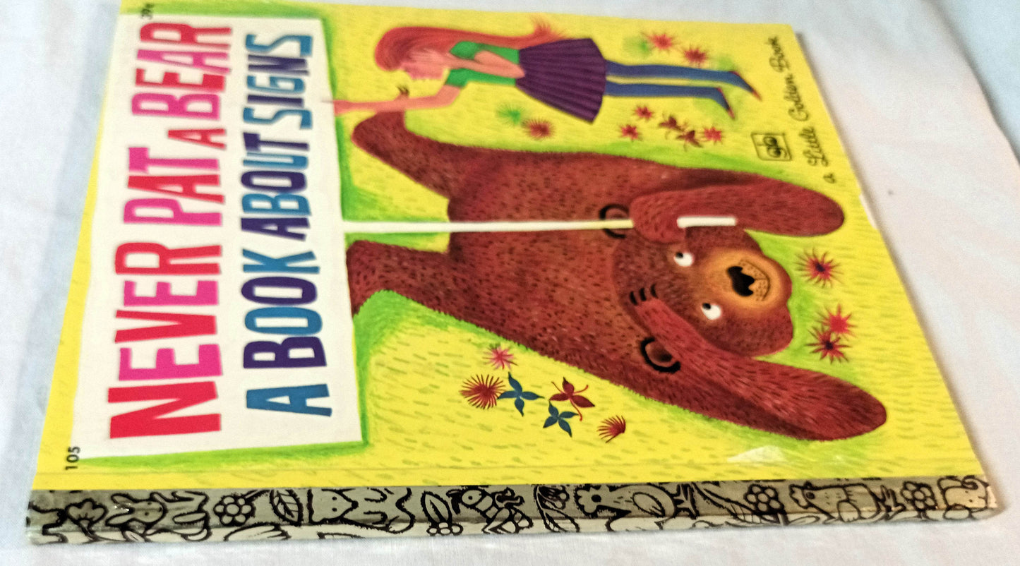 Never Pat A Bear A Book About Signs Little Golden Book #105 1972 - TulipStuff